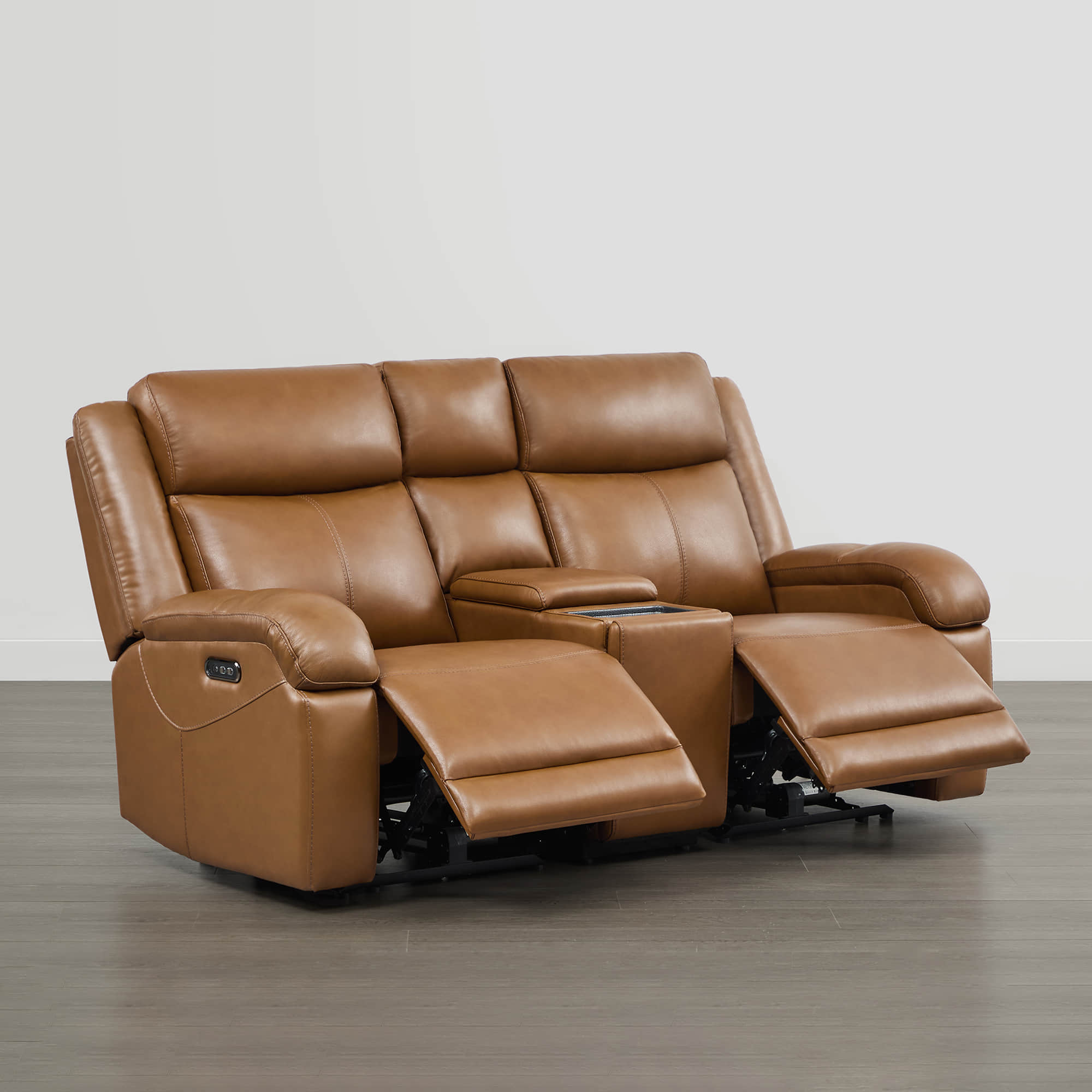 Isaac Genuine Leather Wall Hugger Power Reclining Sofa with Power Headrest