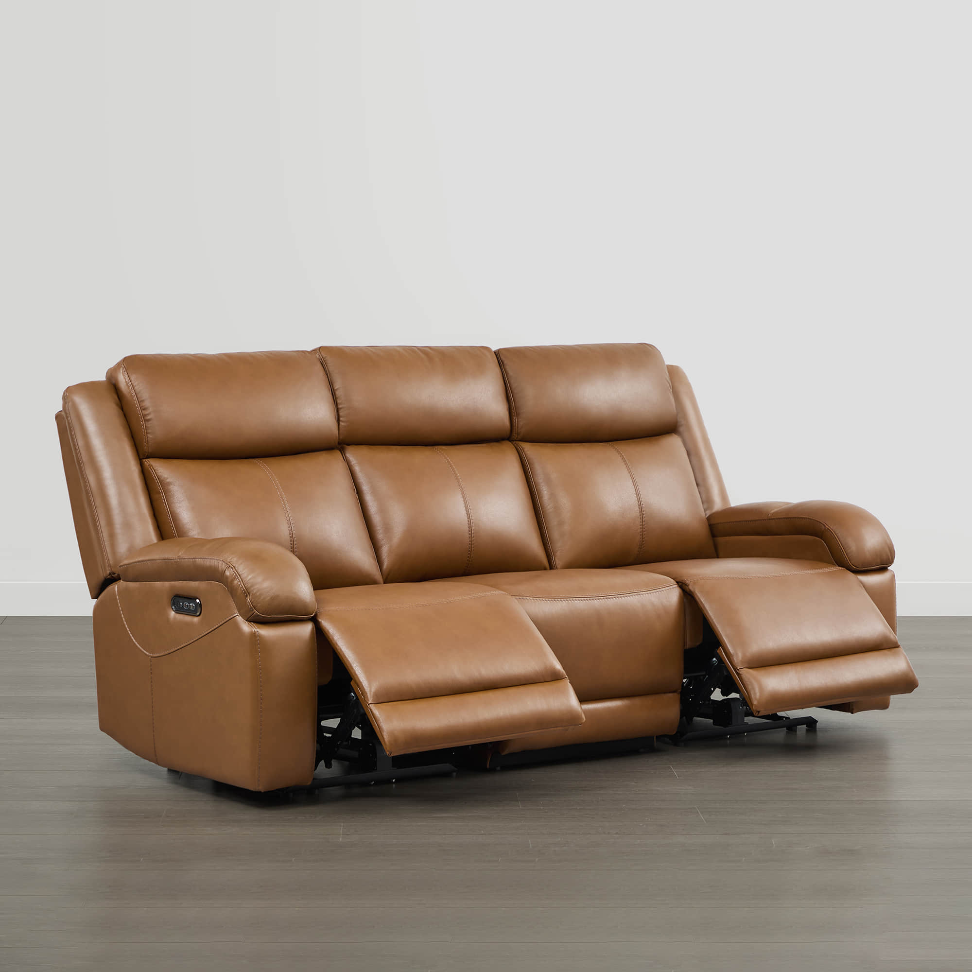 Isaac Genuine Leather Wall Hugger Power Reclining Sofa with Power Headrest