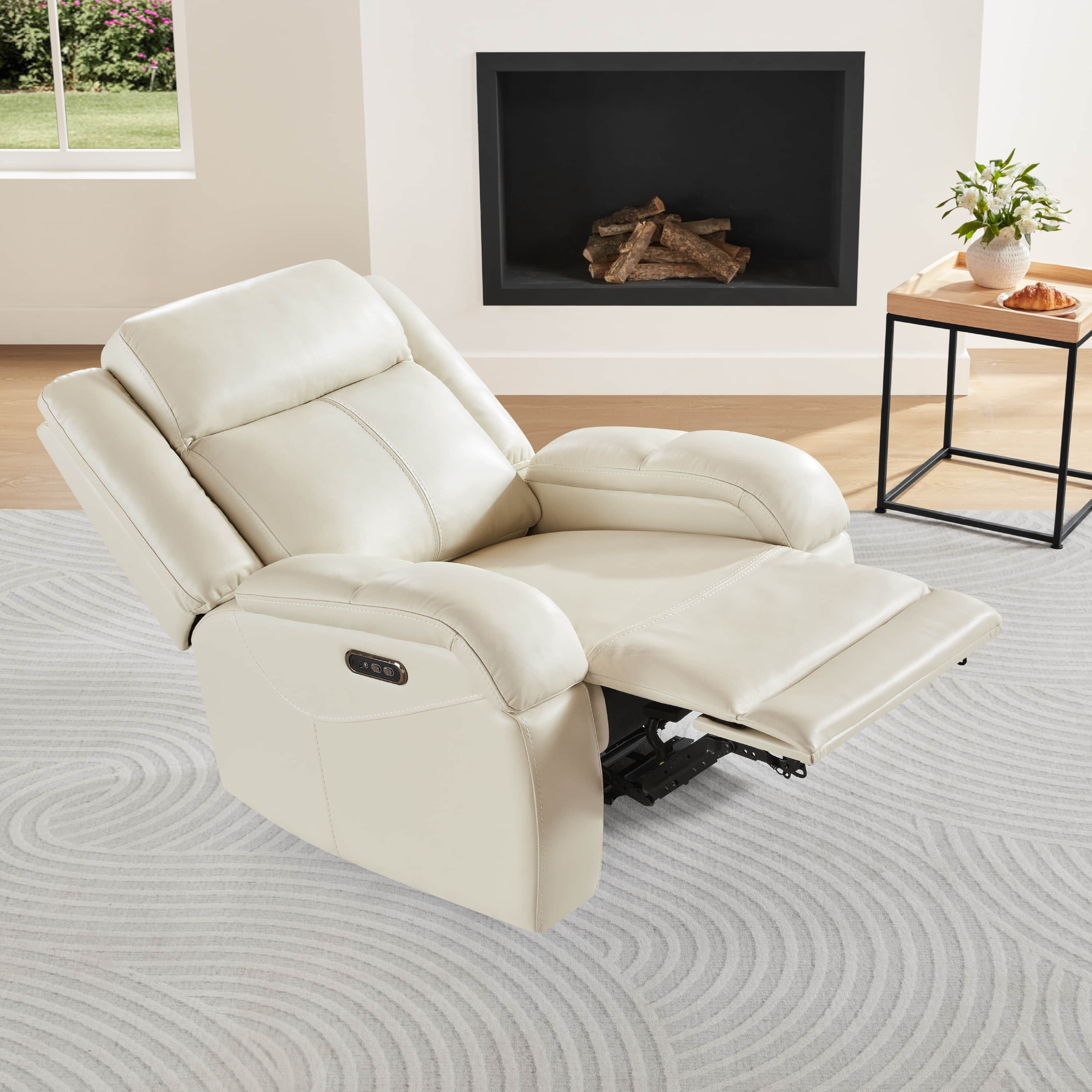 Isaac Genuine Leather Wall Hugger Power Recliner with Power Headrest