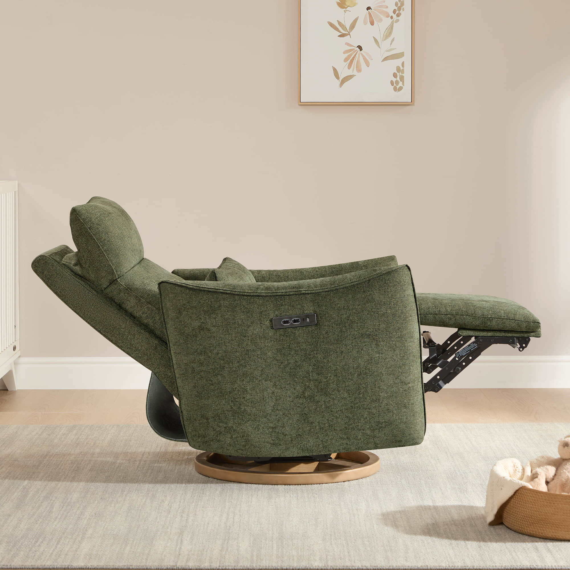 Janice Power Swivel Nursery Glider Recliner with Power Headrest