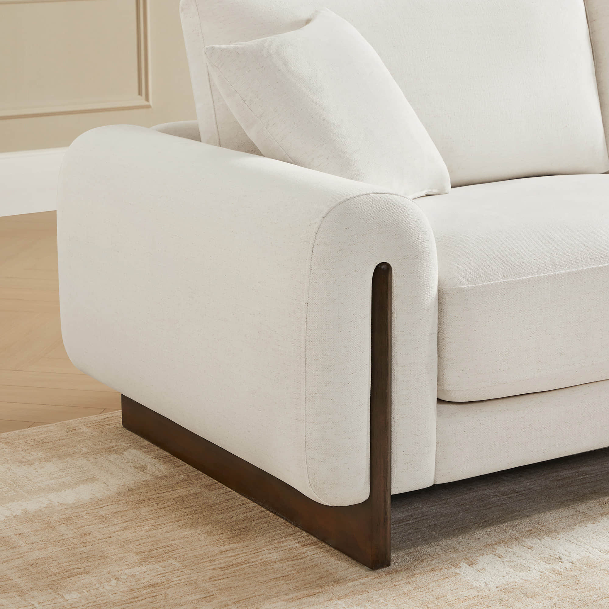 Kiara 3-Seater Chenille Sofa with Birch Wood Base