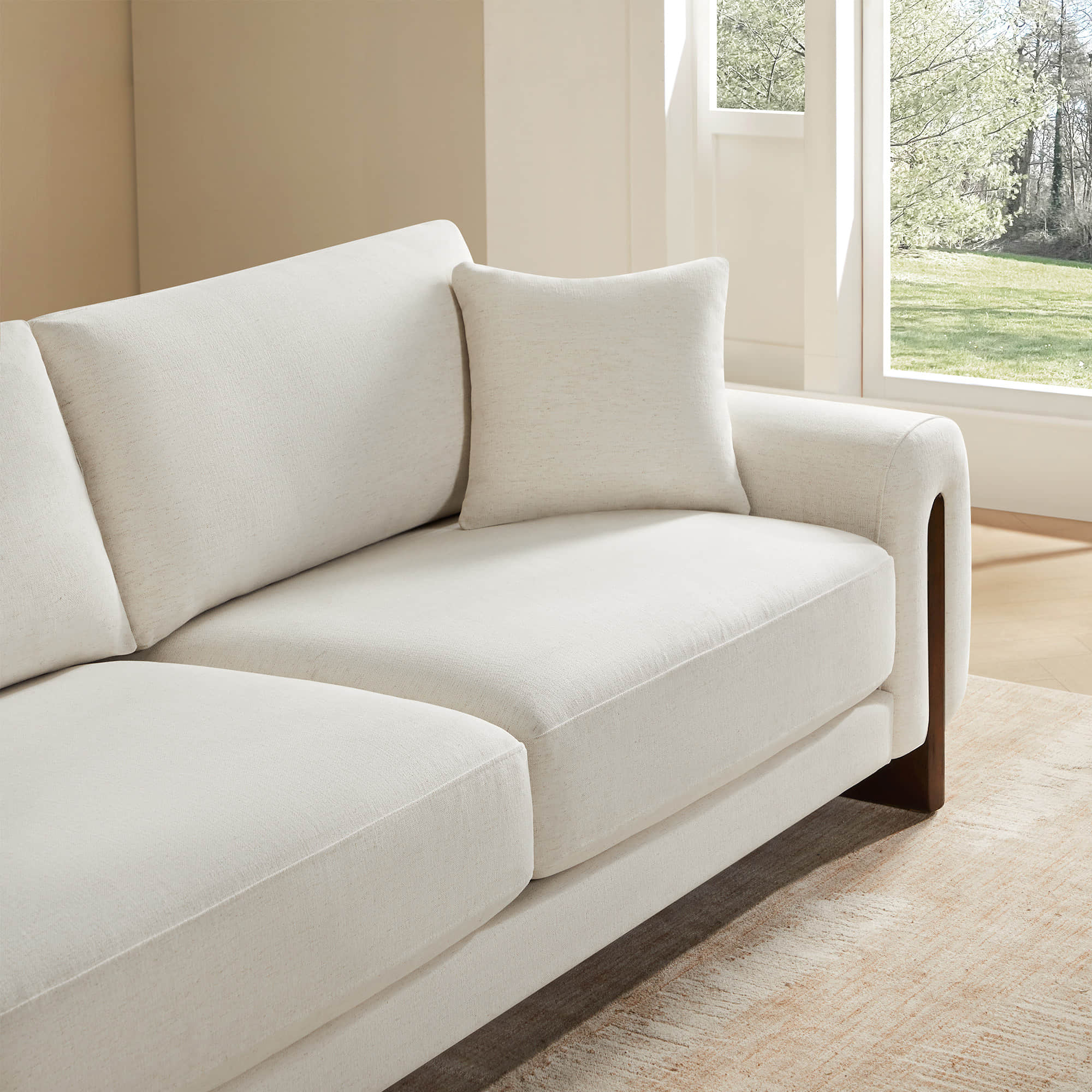 Kiara 3-Seater Chenille Sofa with Birch Wood Base