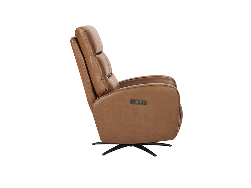 Landon Genuine Leather Power Swivel Recliner with Power Headrest