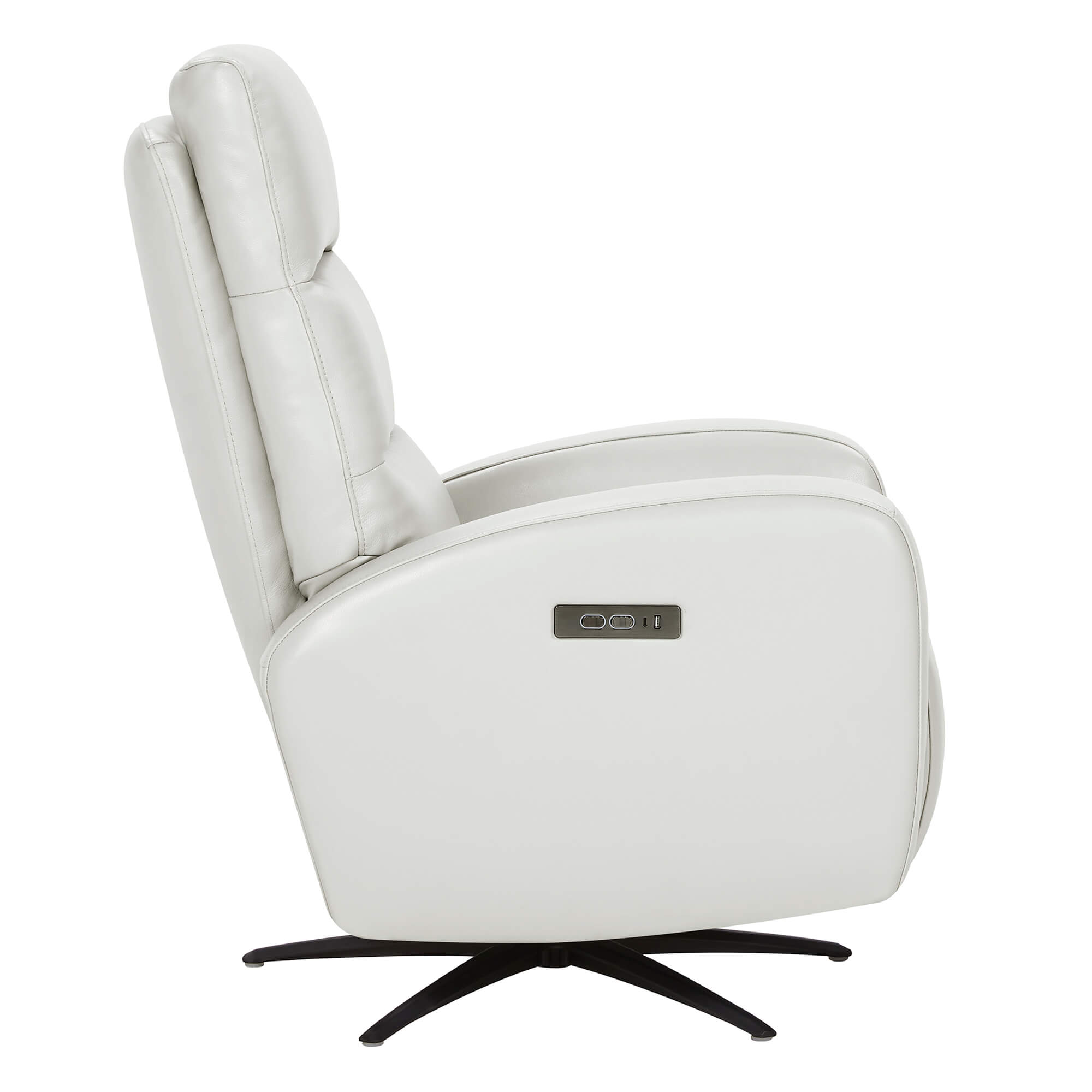 Landon Genuine Leather Power Swivel Recliner with Power Headrest