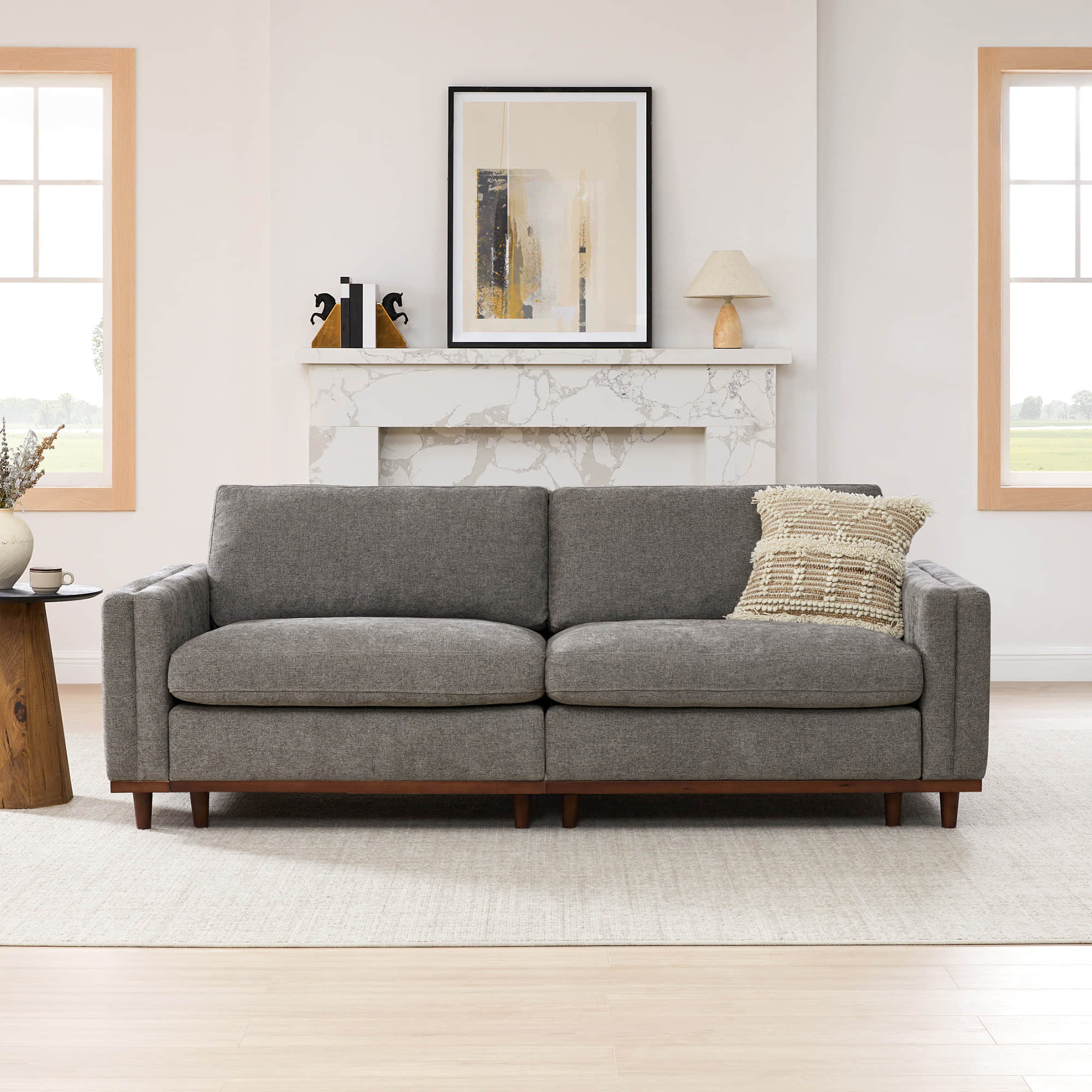 Liam 2-Piece Overstuffed Feather Wood Base Sectional Sofa
