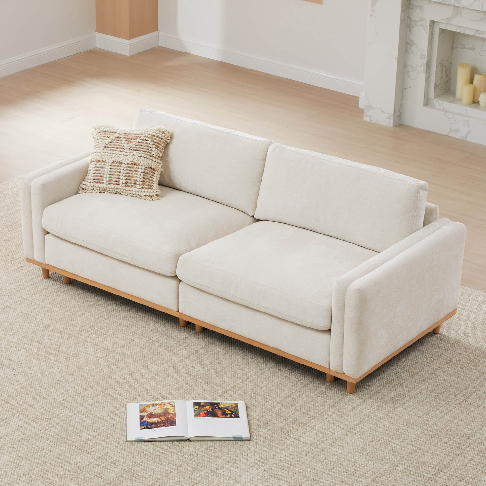 Liam 2-Piece Overstuffed Feather Wood Base Sectional Sofa