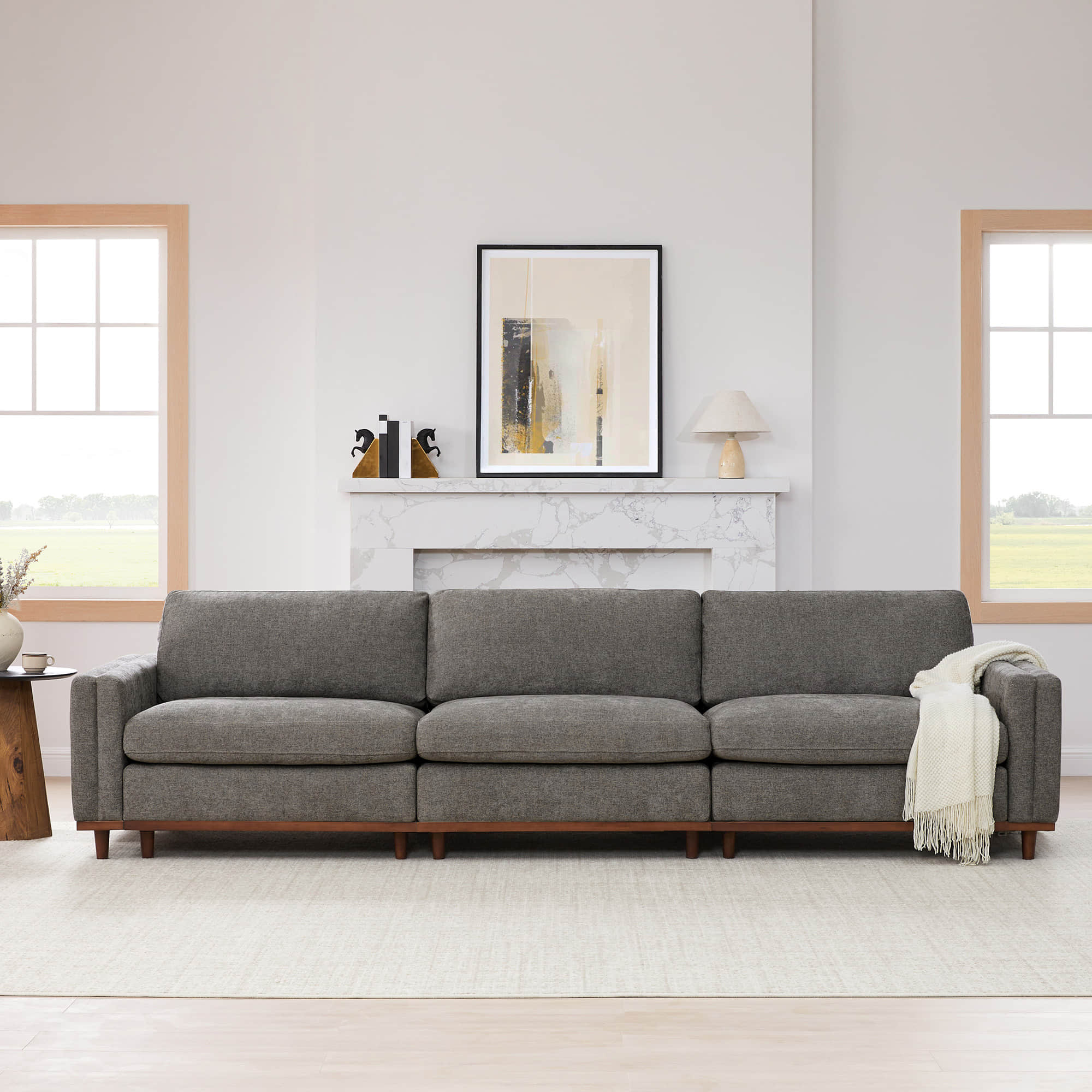 Liam 3-Piece Overstuffed Feather Wood Base Sectional Sofa