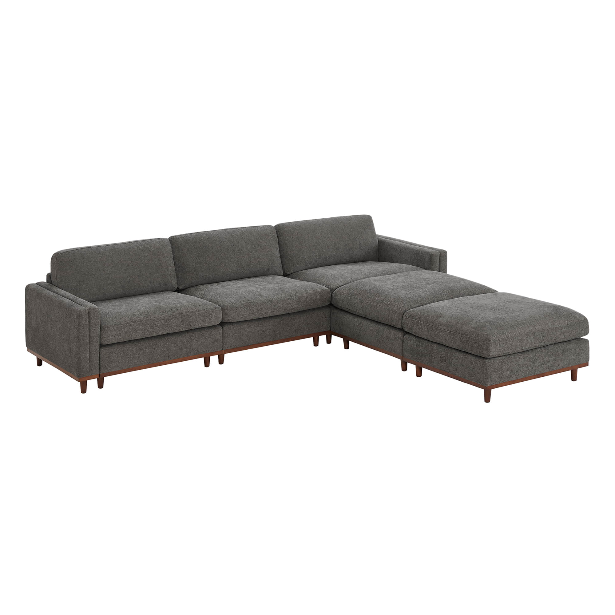 Liam 5-Piece Overstuffed Feather Wood Base Sectional Sofa