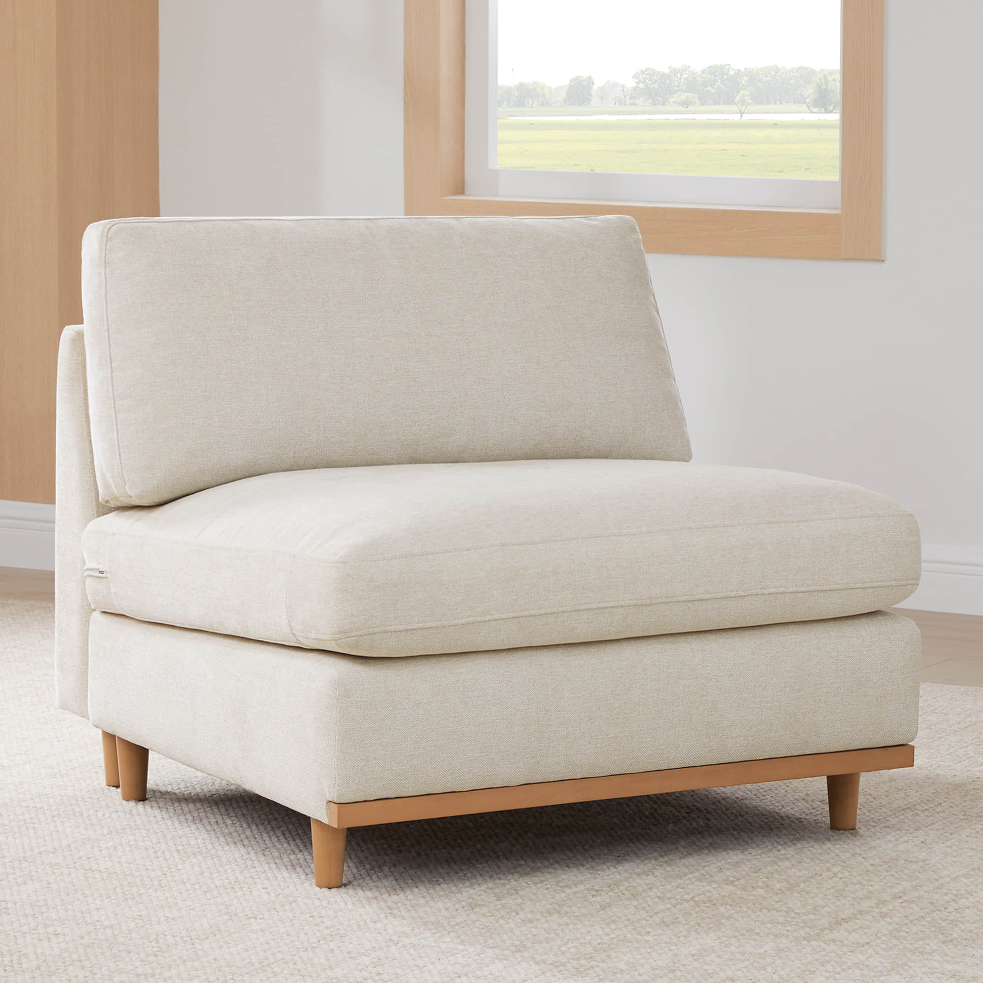 Liam 3-Piece Overstuffed Feather Wood Base Sectional Sofa