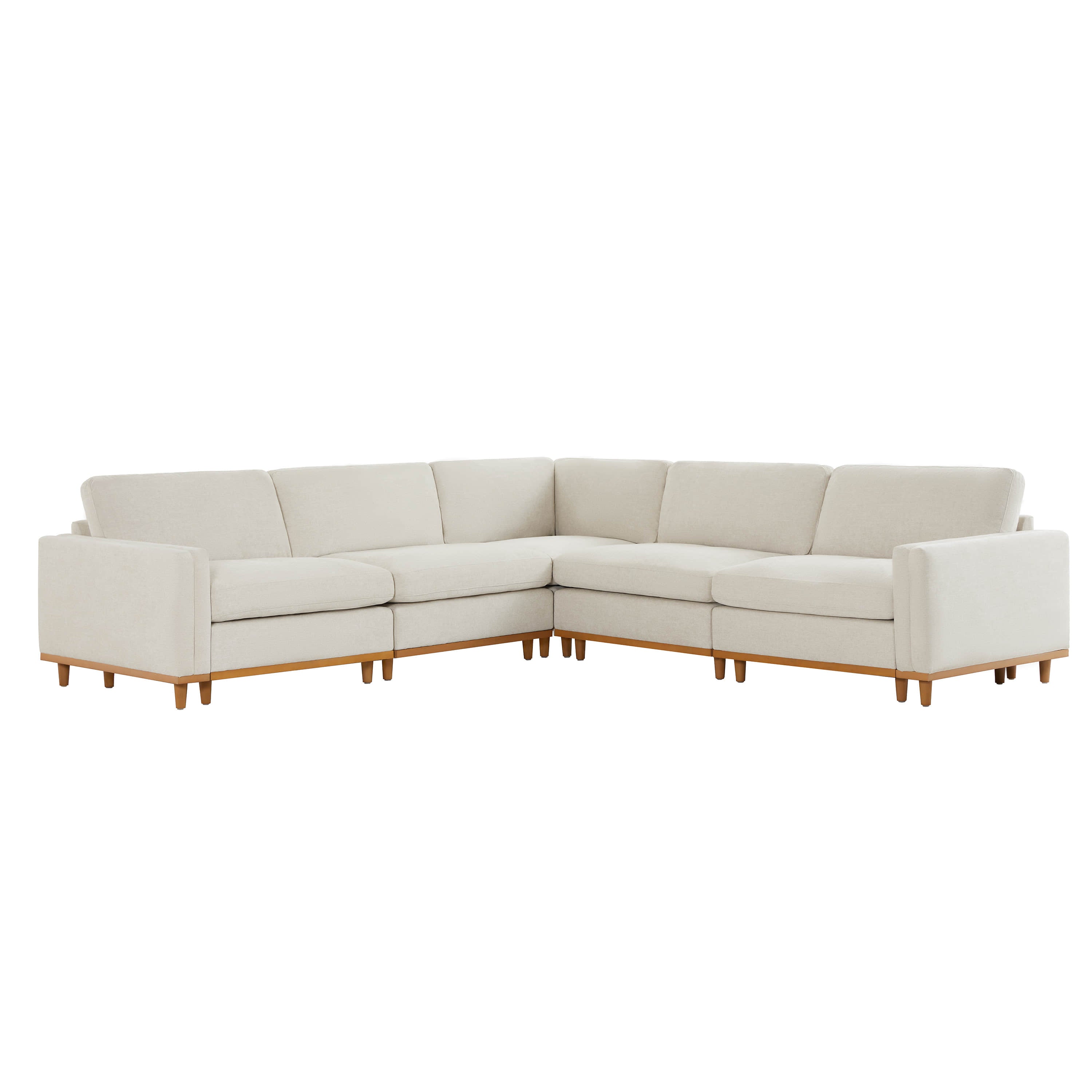 Liam 5-Piece Overstuffed Feather Wood Base Sectional Sofa