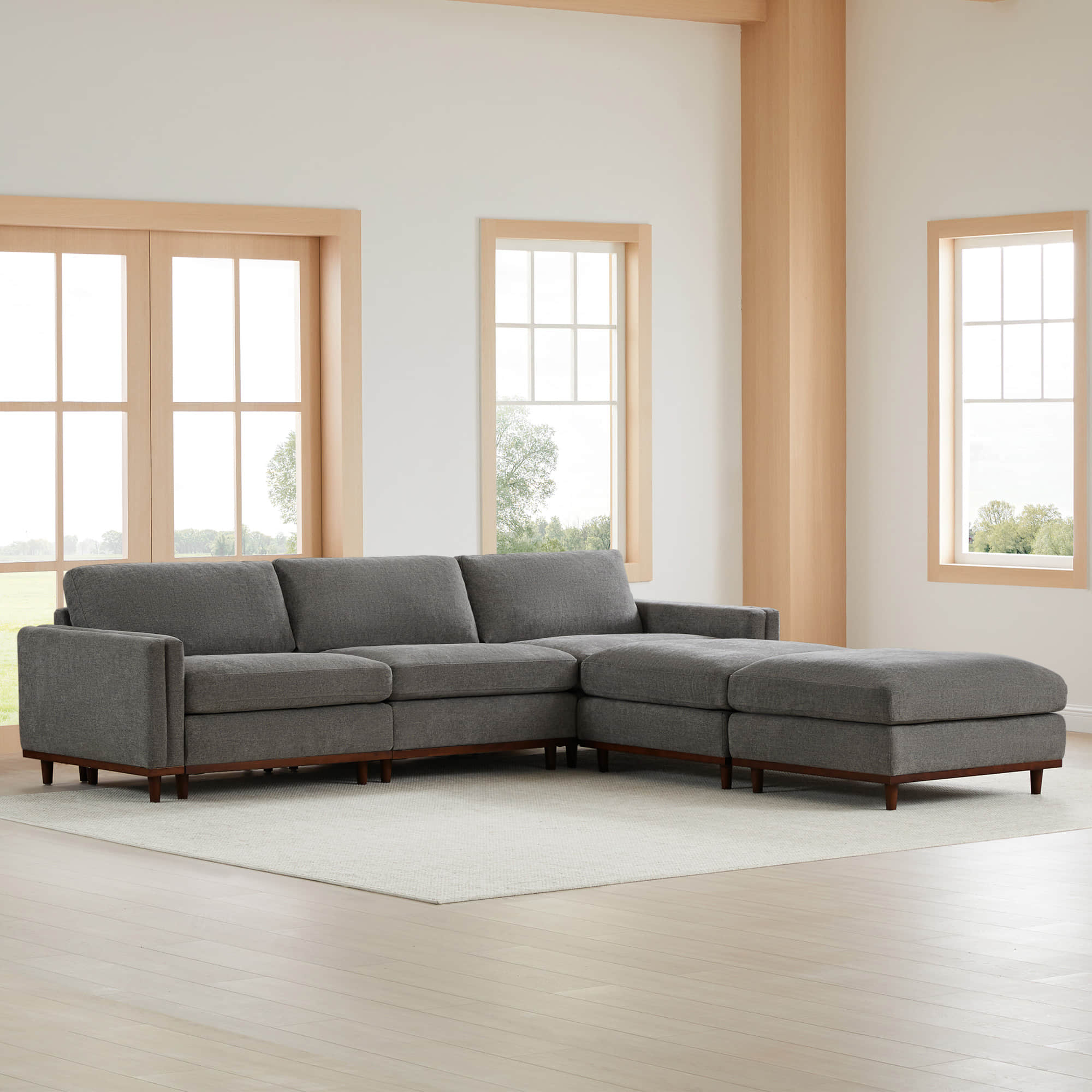 Liam 5-Piece Overstuffed Feather Wood Base Sectional Sofa