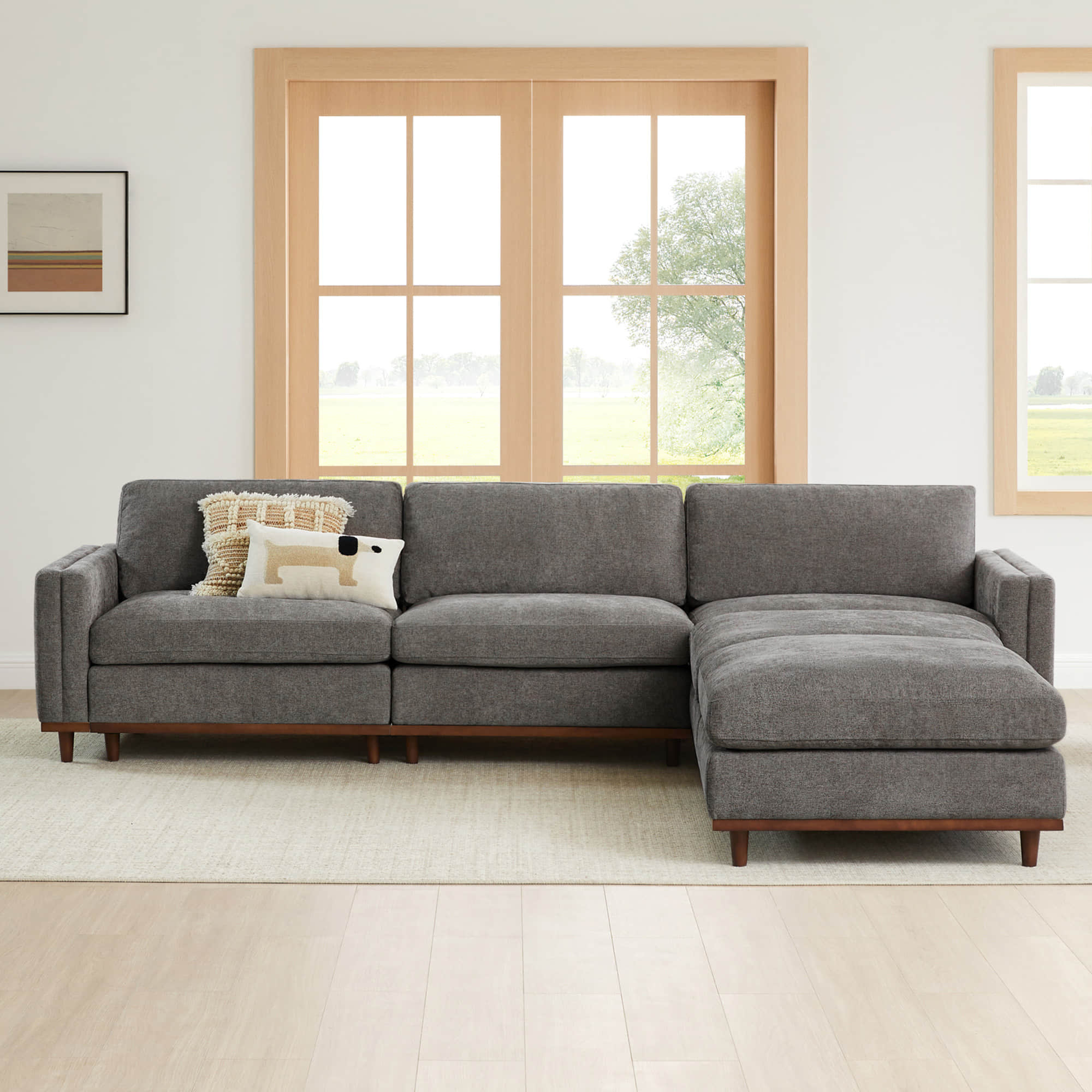 Liam 5-Piece Overstuffed Feather Wood Base Sectional Sofa