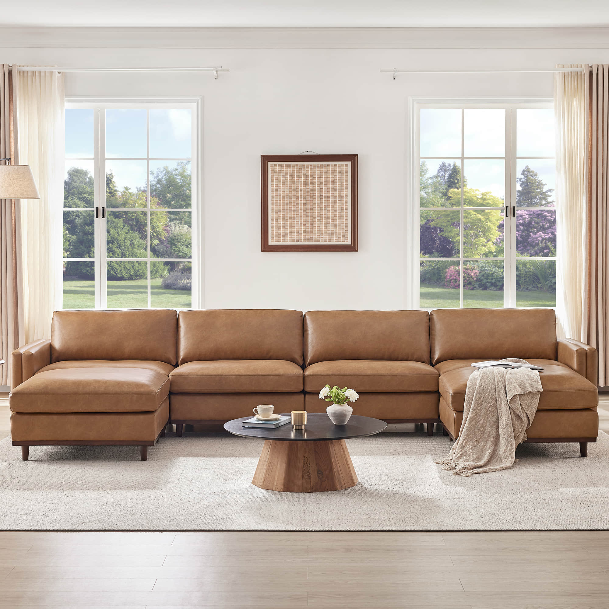 Liam 6-Piece Overstuffed Feather Wood Base Sectional Sofa