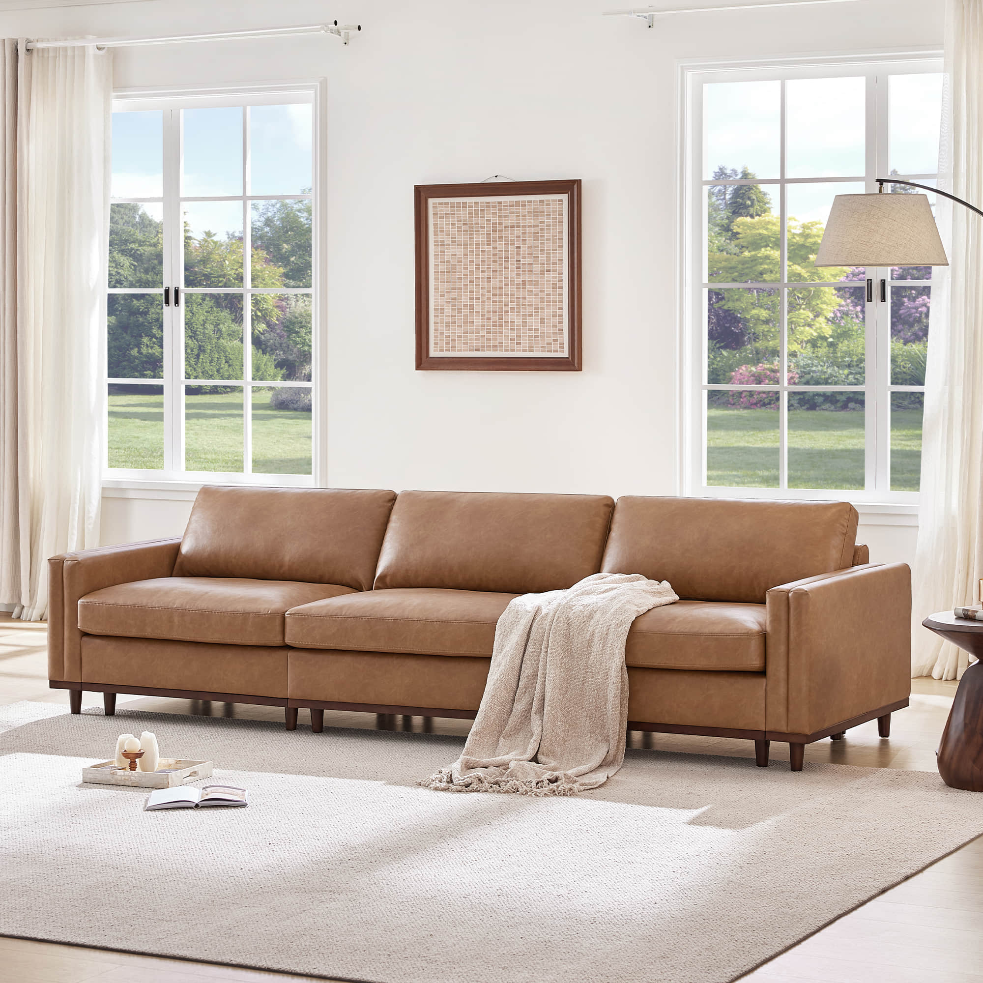 Liam 3-Piece Overstuffed Feather Wood Base Sectional Sofa