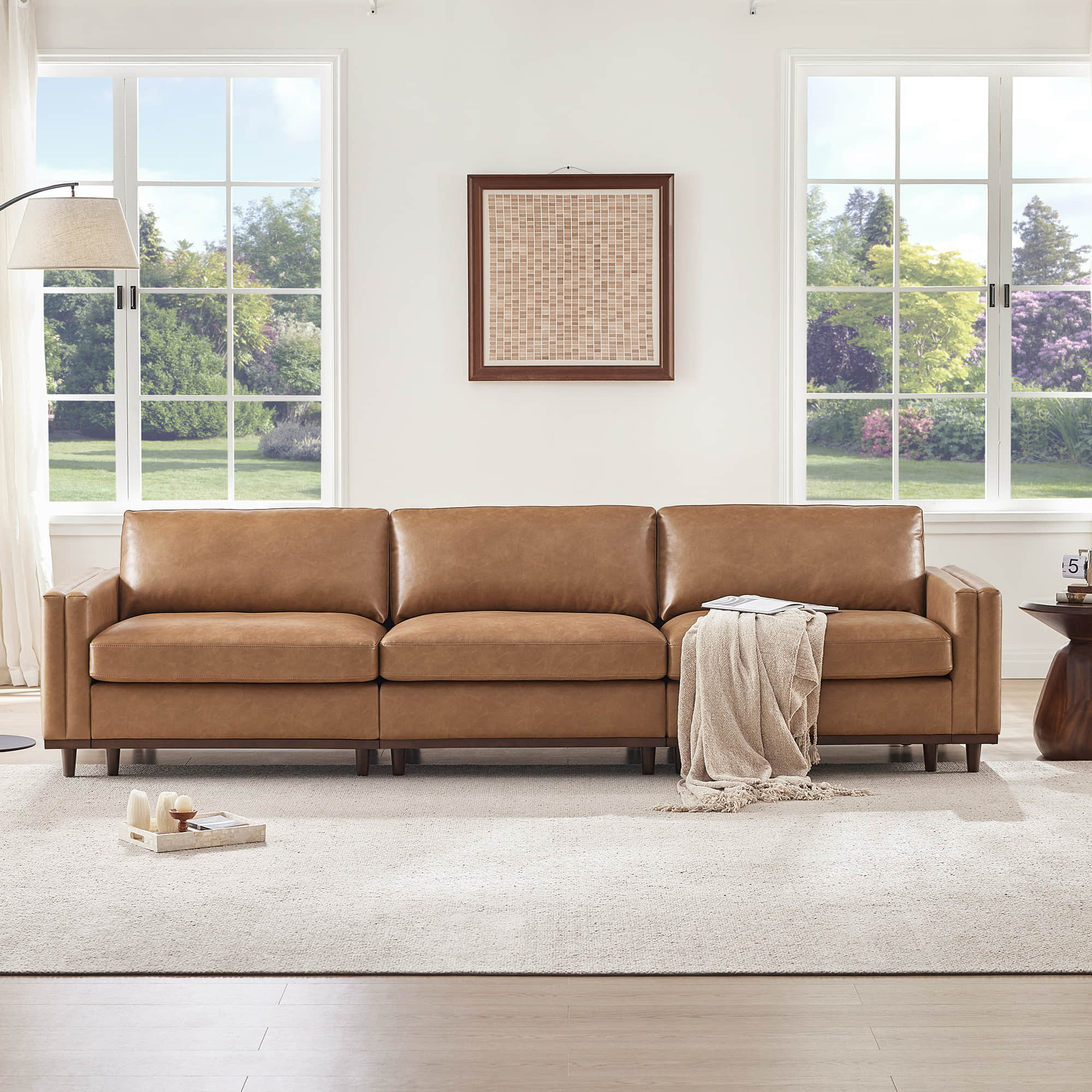 Liam 3-Piece Overstuffed Feather Wood Base Sectional Sofa