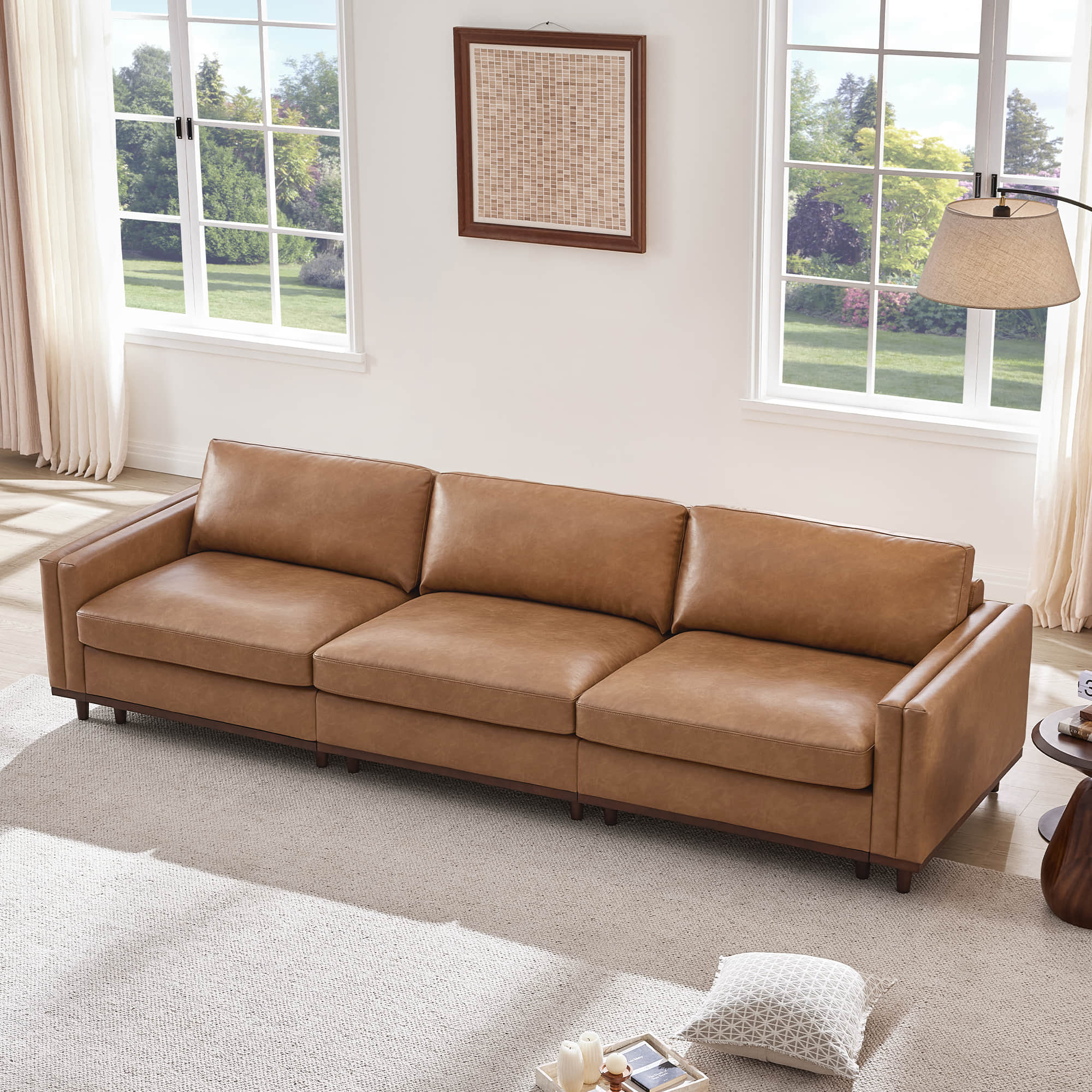 Liam 3-Piece Overstuffed Feather Wood Base Sectional Sofa