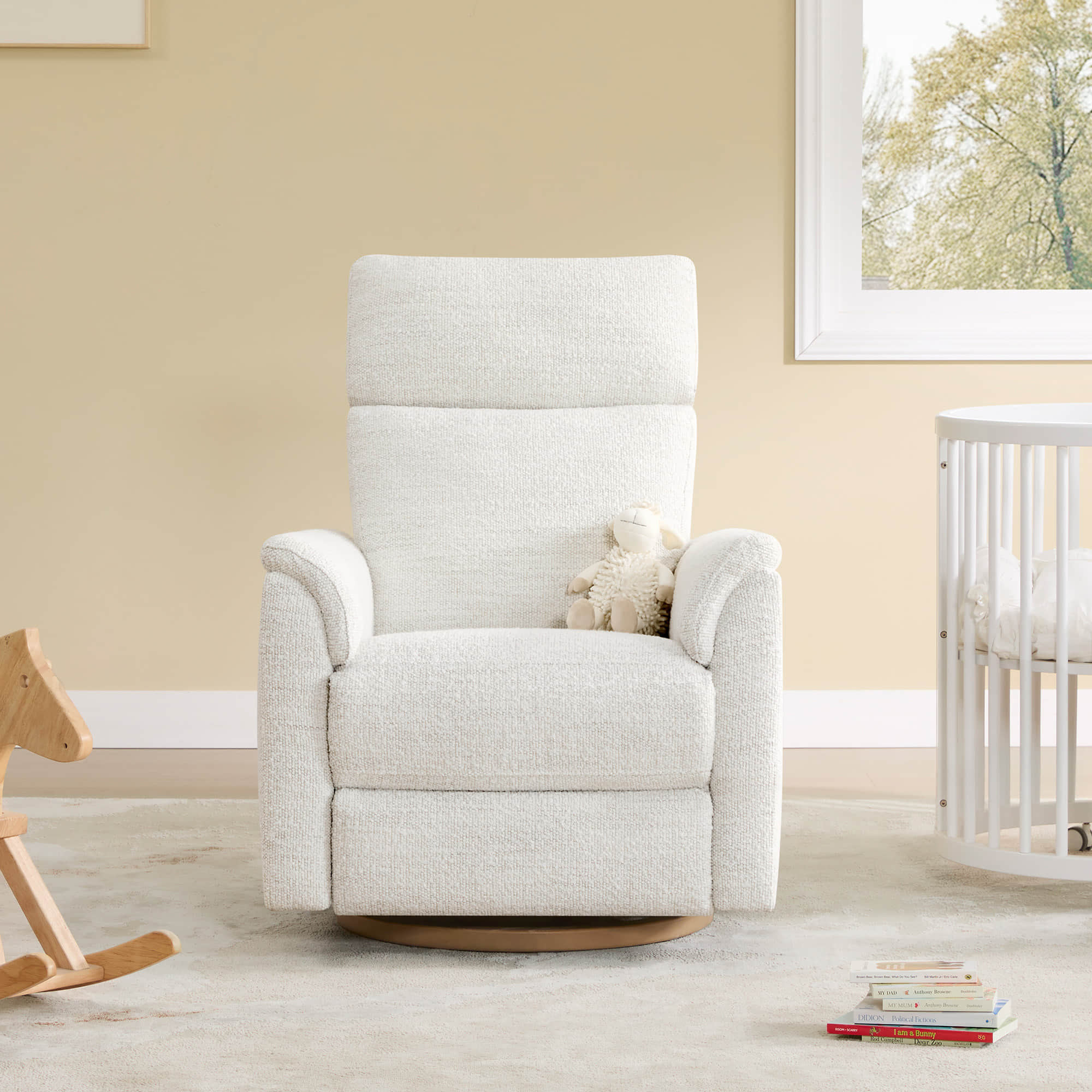 Lulla Power Swivel Nursery Glider Recliner with Power Headrest and Nightlight