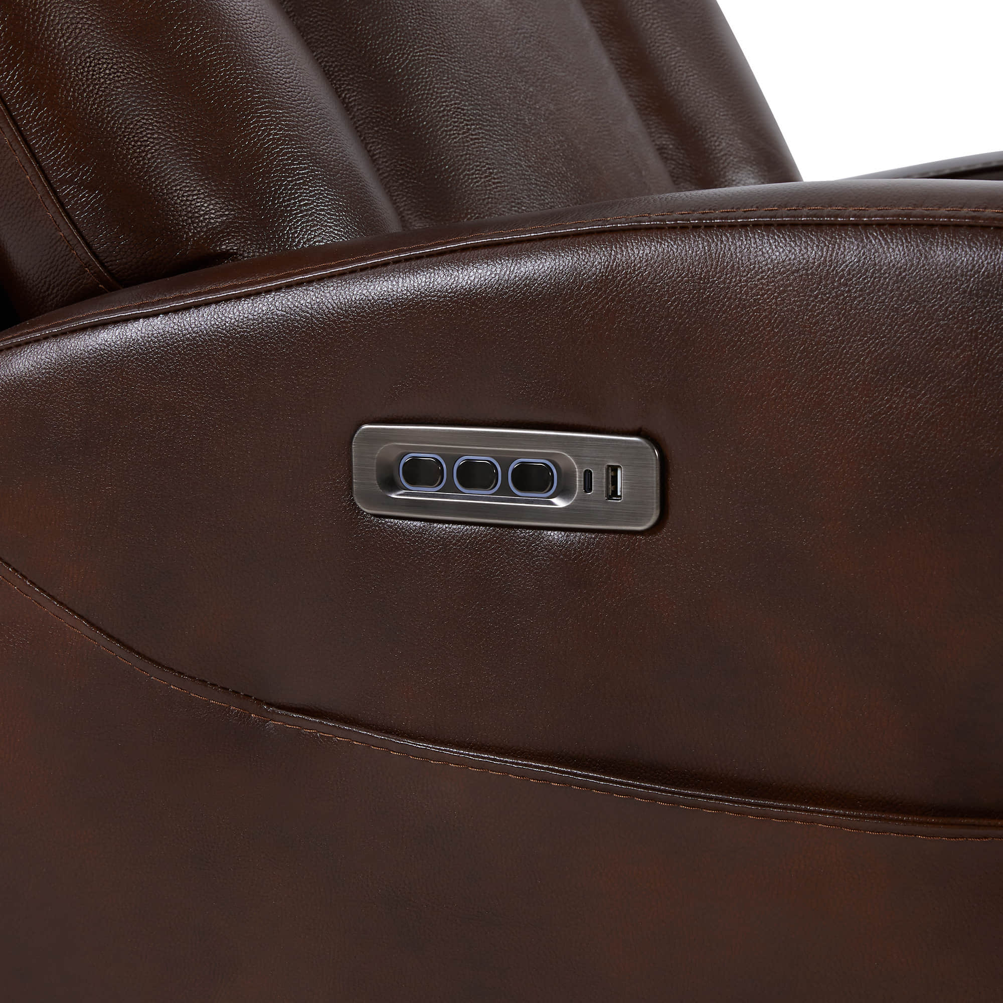 Maxwell Genuine Leather Swivel Glider Recliner with Power Lumbar&Headrest