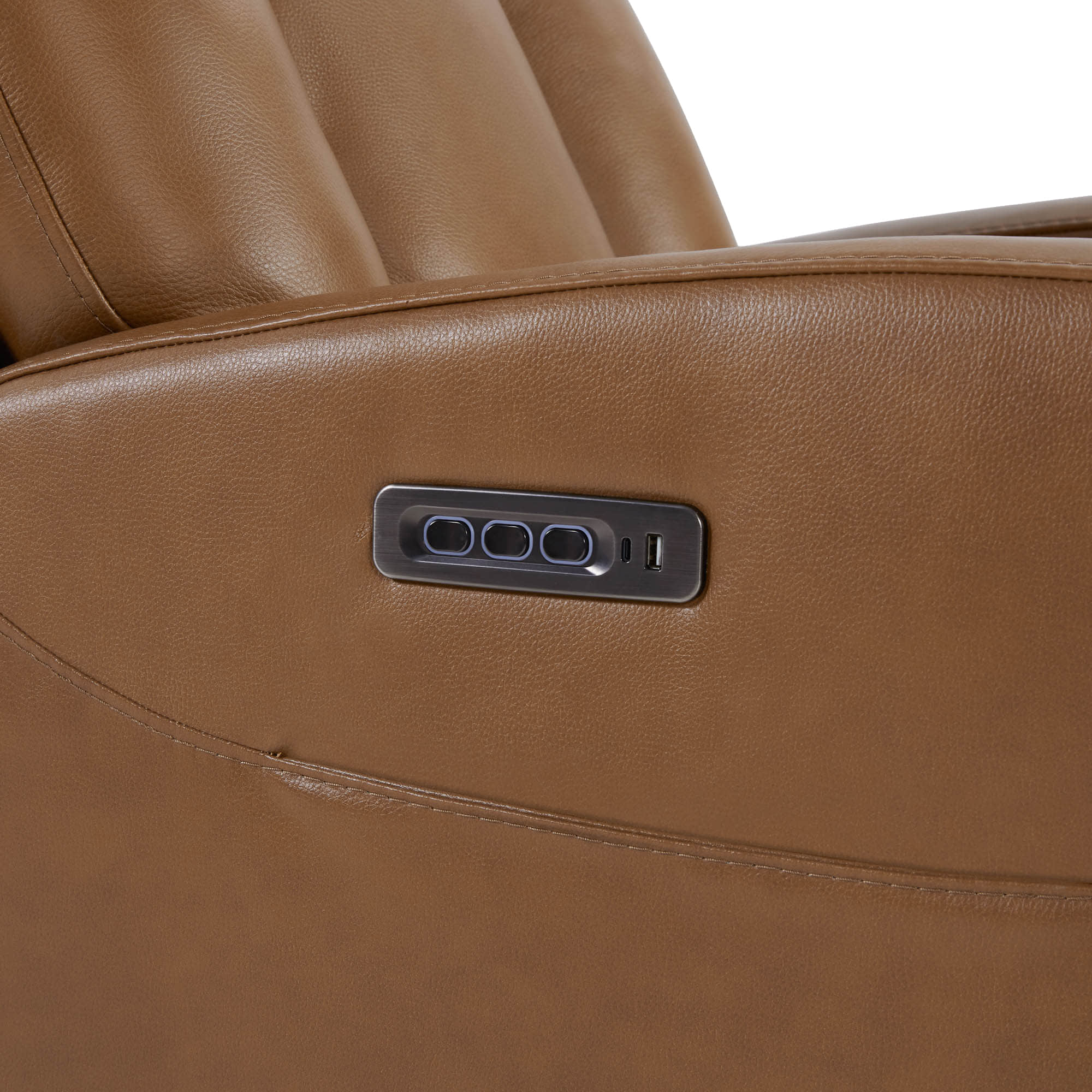 Maxwell Genuine Leather Swivel Glider Recliner with Power Lumbar&Headrest