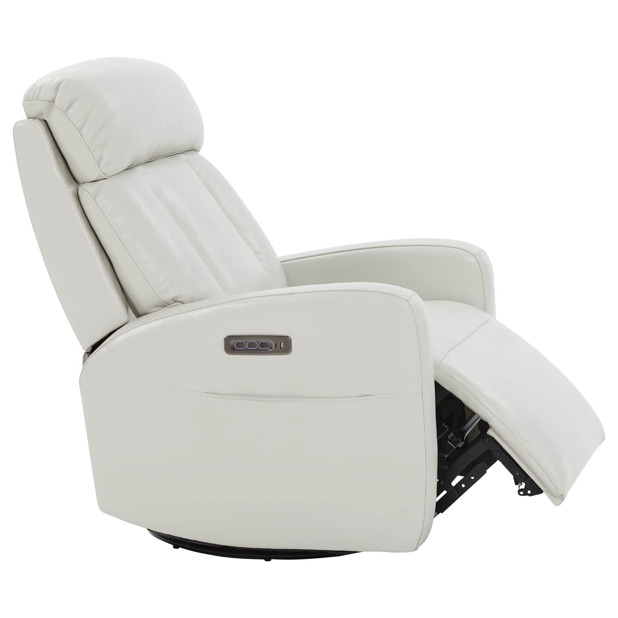 Maxwell Genuine Leather Swivel Glider Recliner with Power Lumbar&Headrest