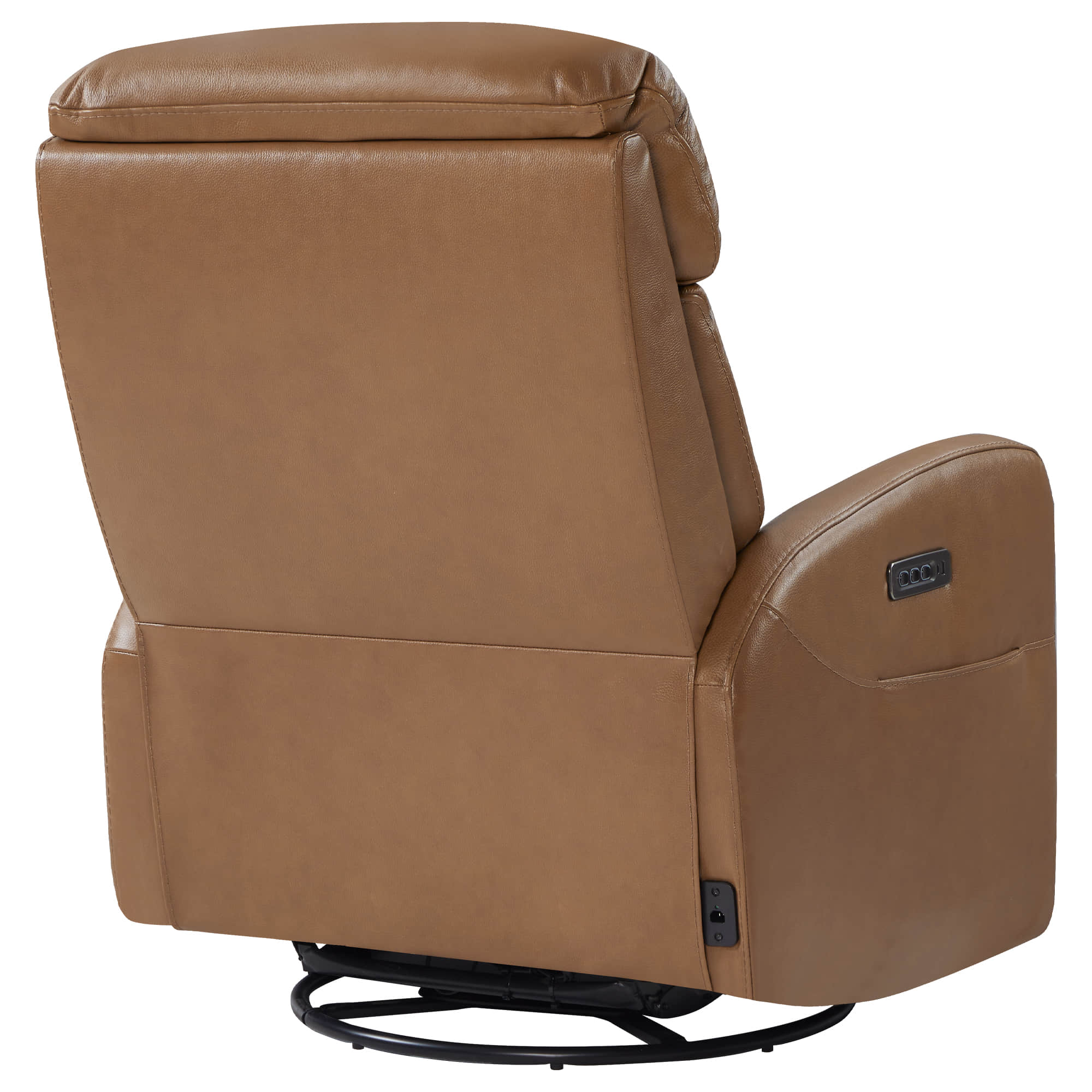 Maxwell Genuine Leather Swivel Glider Recliner with Power Lumbar&Headrest