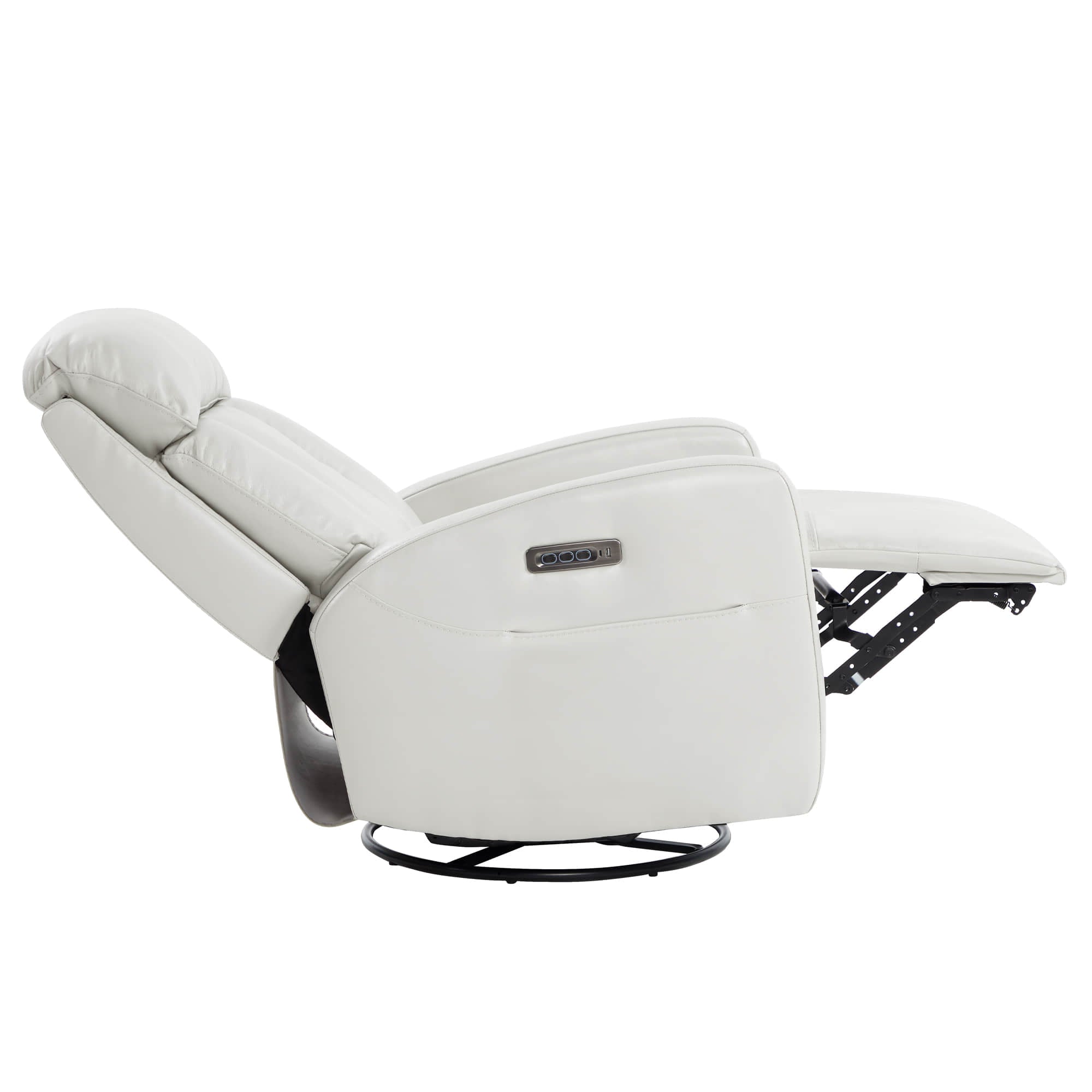 Maxwell Genuine Leather Swivel Glider Recliner with Power Lumbar&Headrest