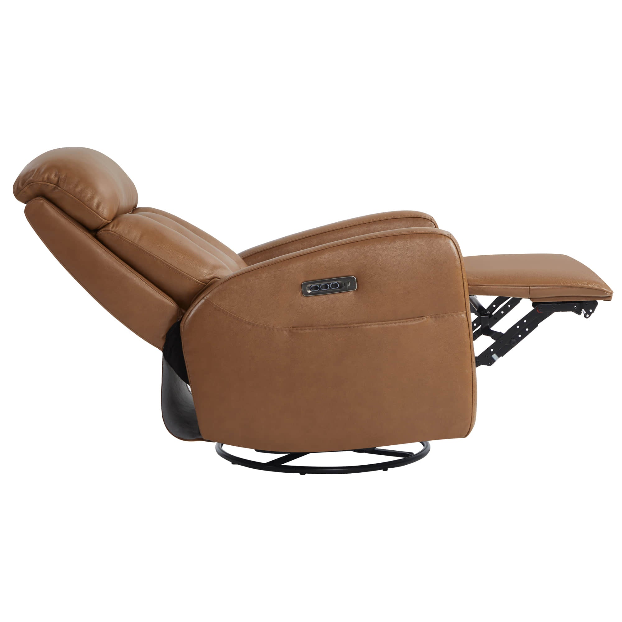 Maxwell Genuine Leather Swivel Glider Recliner with Power Lumbar&Headrest