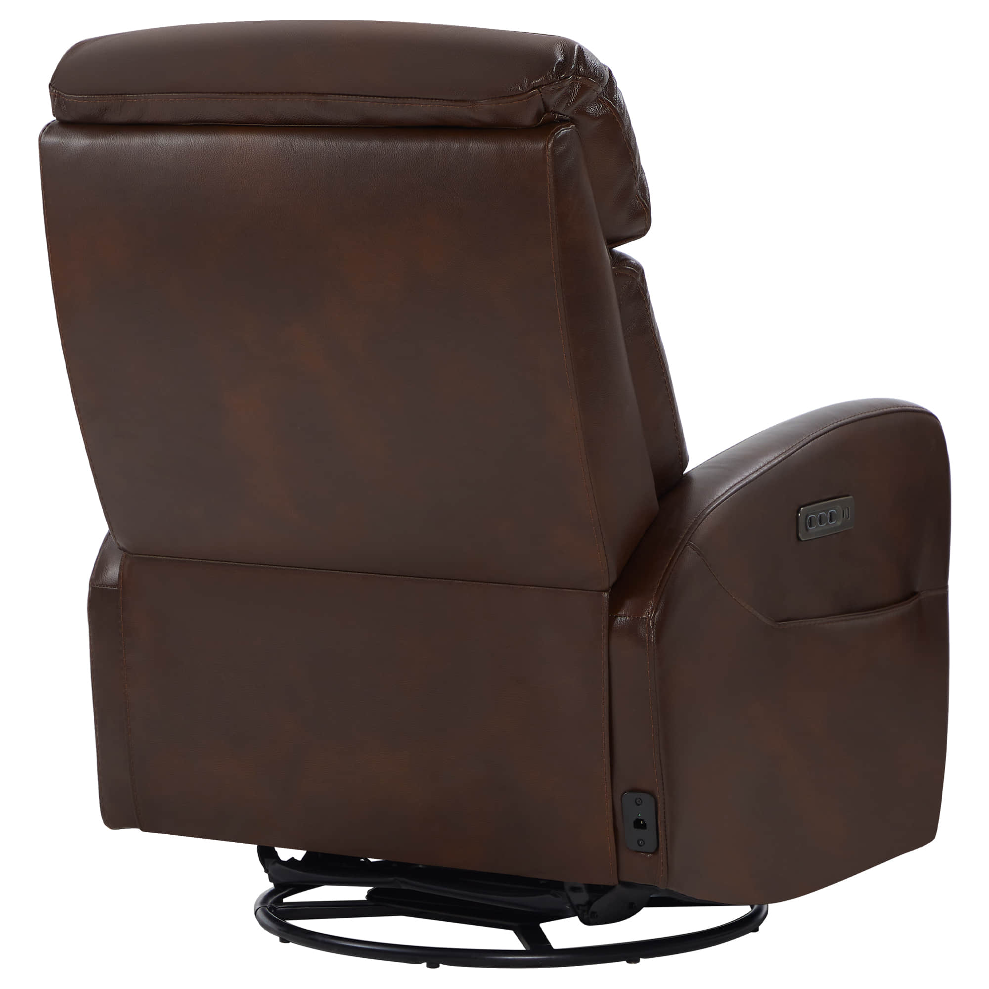 Maxwell Genuine Leather Swivel Glider Recliner with Power Lumbar&Headrest