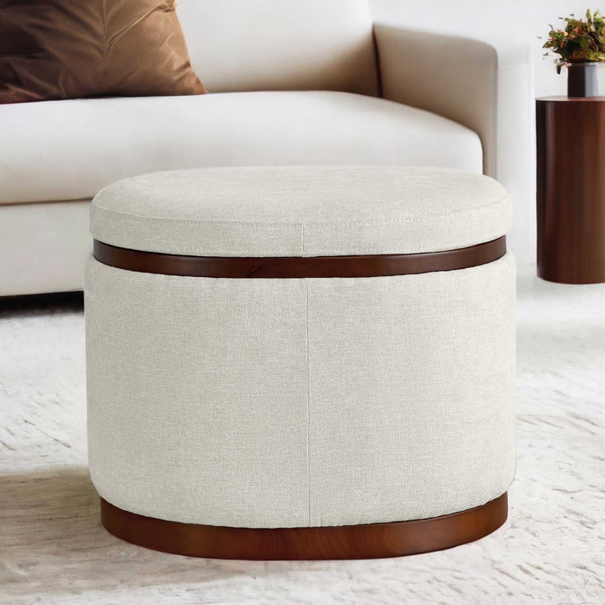 Nest Oval storage ottoman Storage Mid Century Ottoman