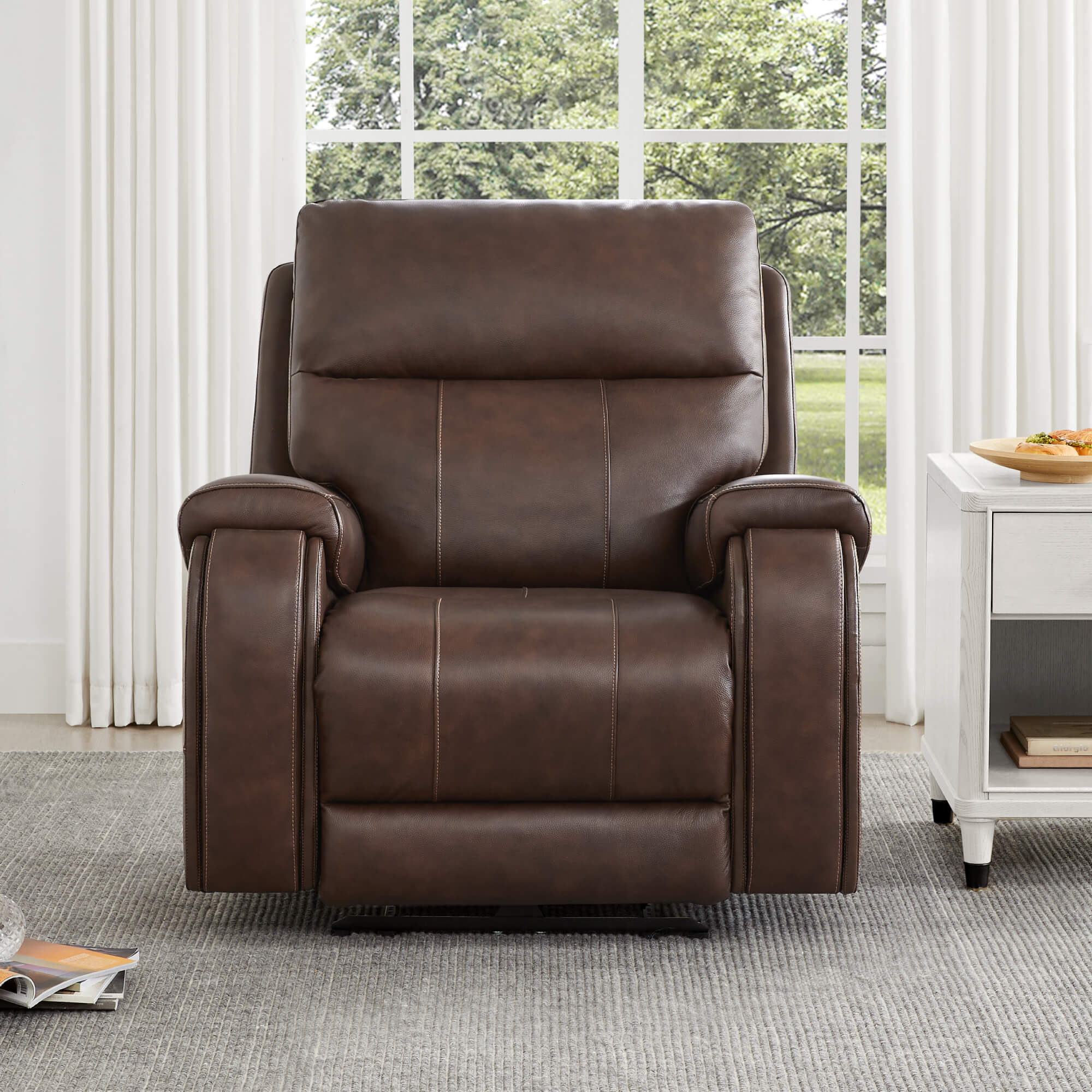 Noah Zero-Gravity Genuine Leather Recliner with Power Headrest