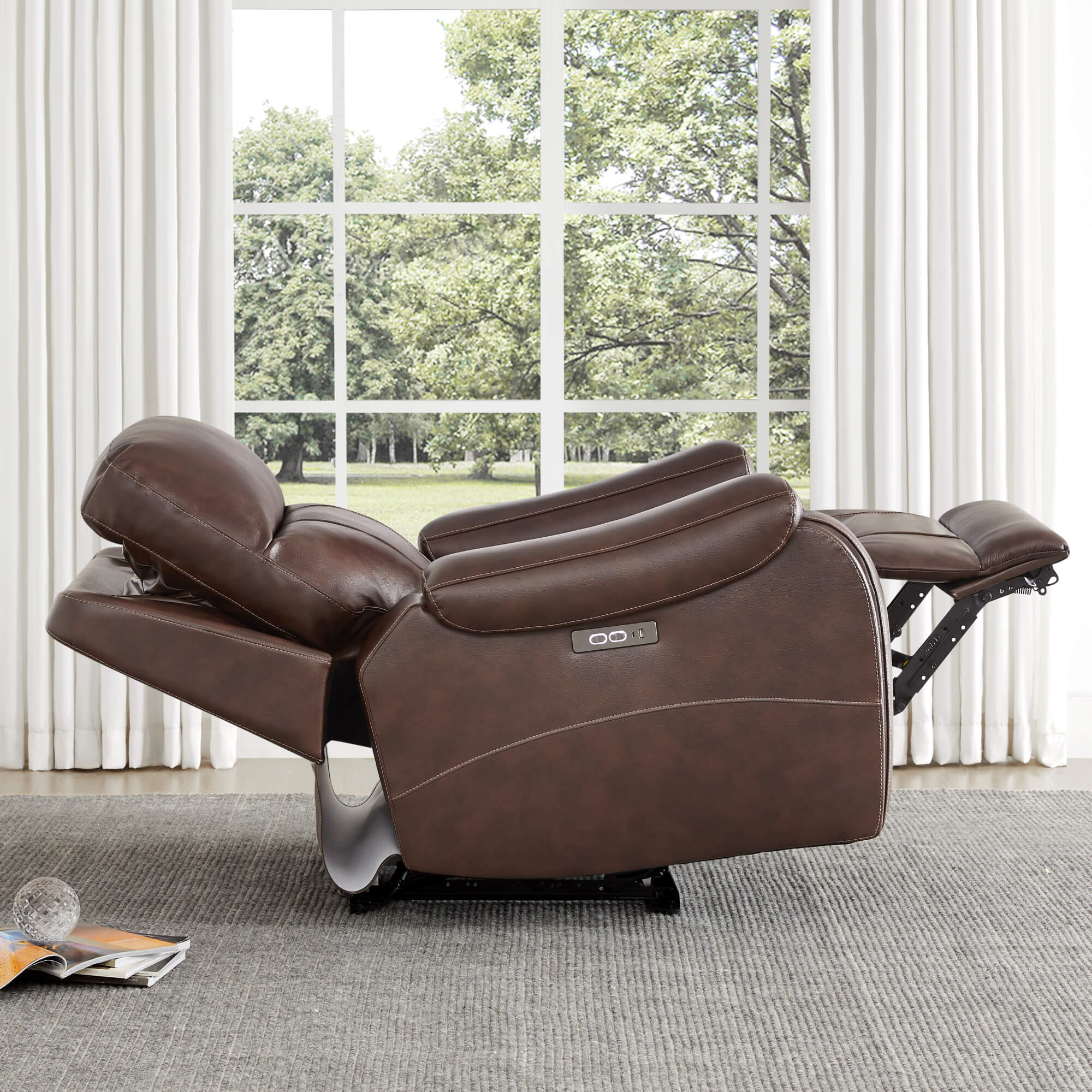 Noah Zero-Gravity Genuine Leather Recliner with Power Headrest