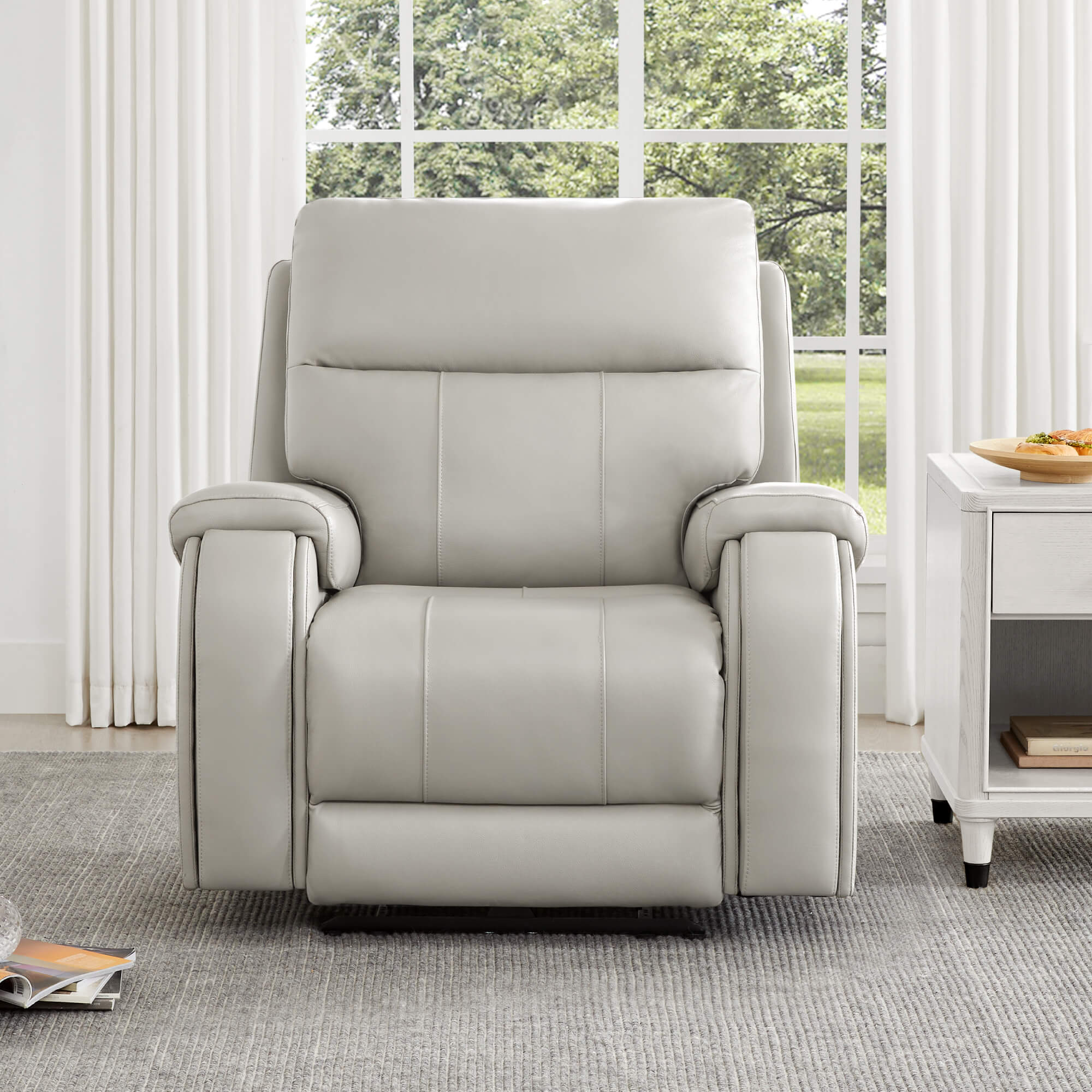 Noah Zero-Gravity Genuine Leather Recliner with Power Headrest