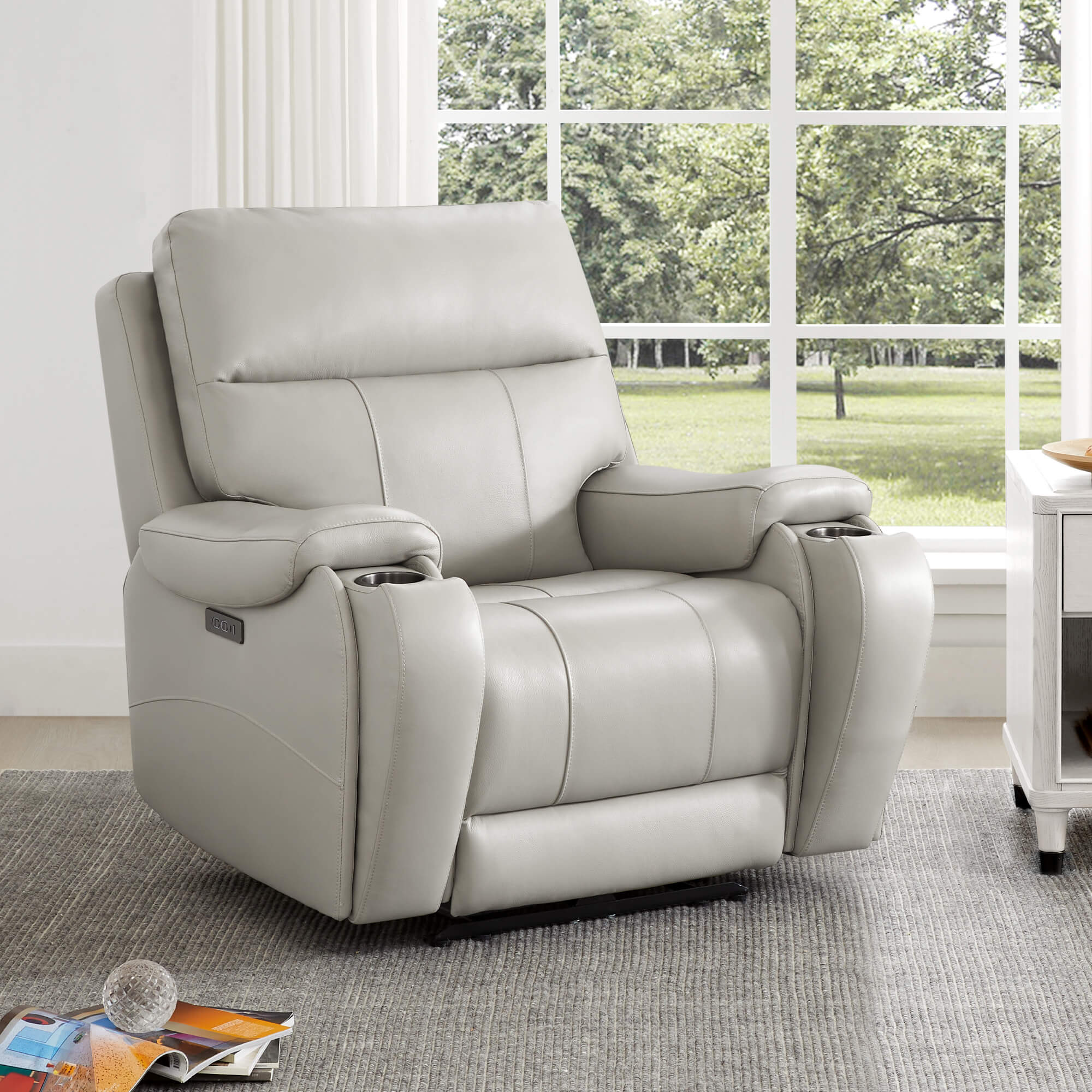 Noah Zero-Gravity Genuine Leather Recliner with Power Headrest