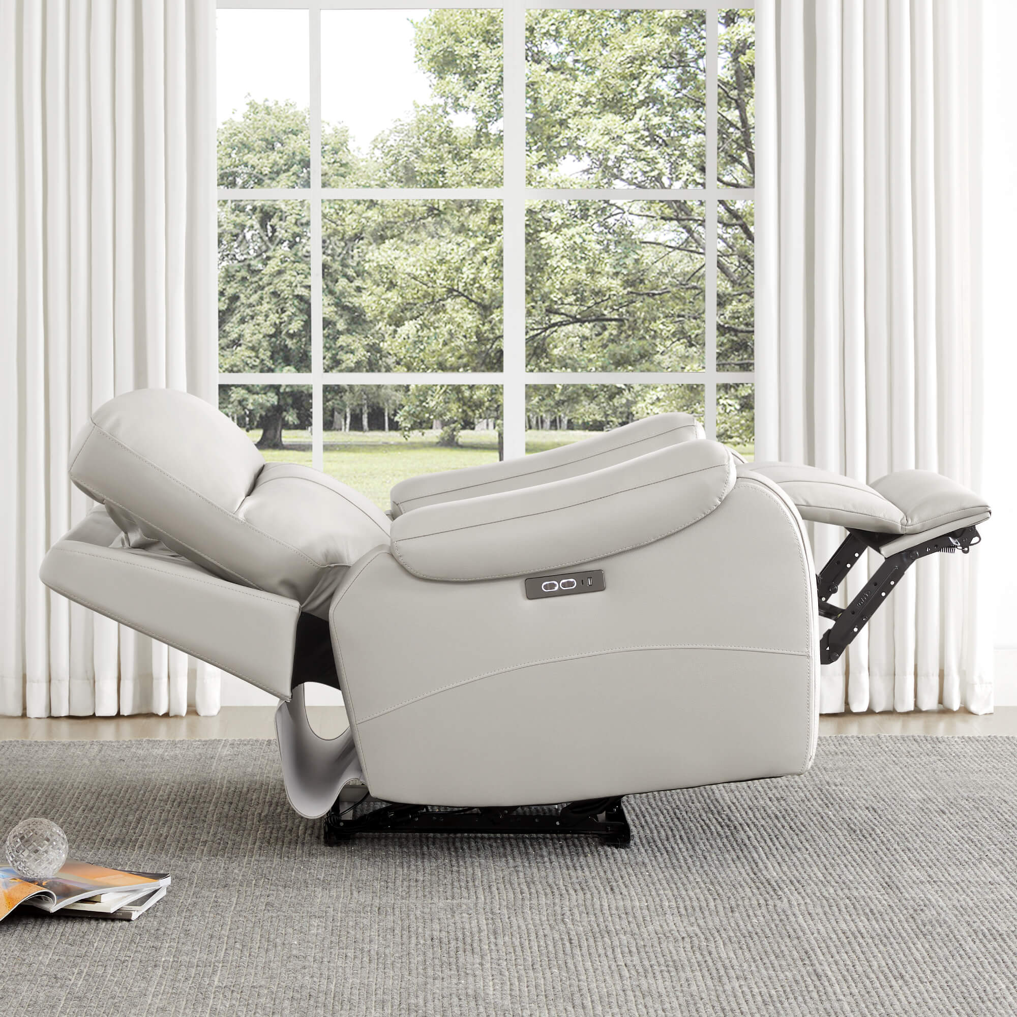 Noah Zero-Gravity Genuine Leather Recliner with Power Headrest