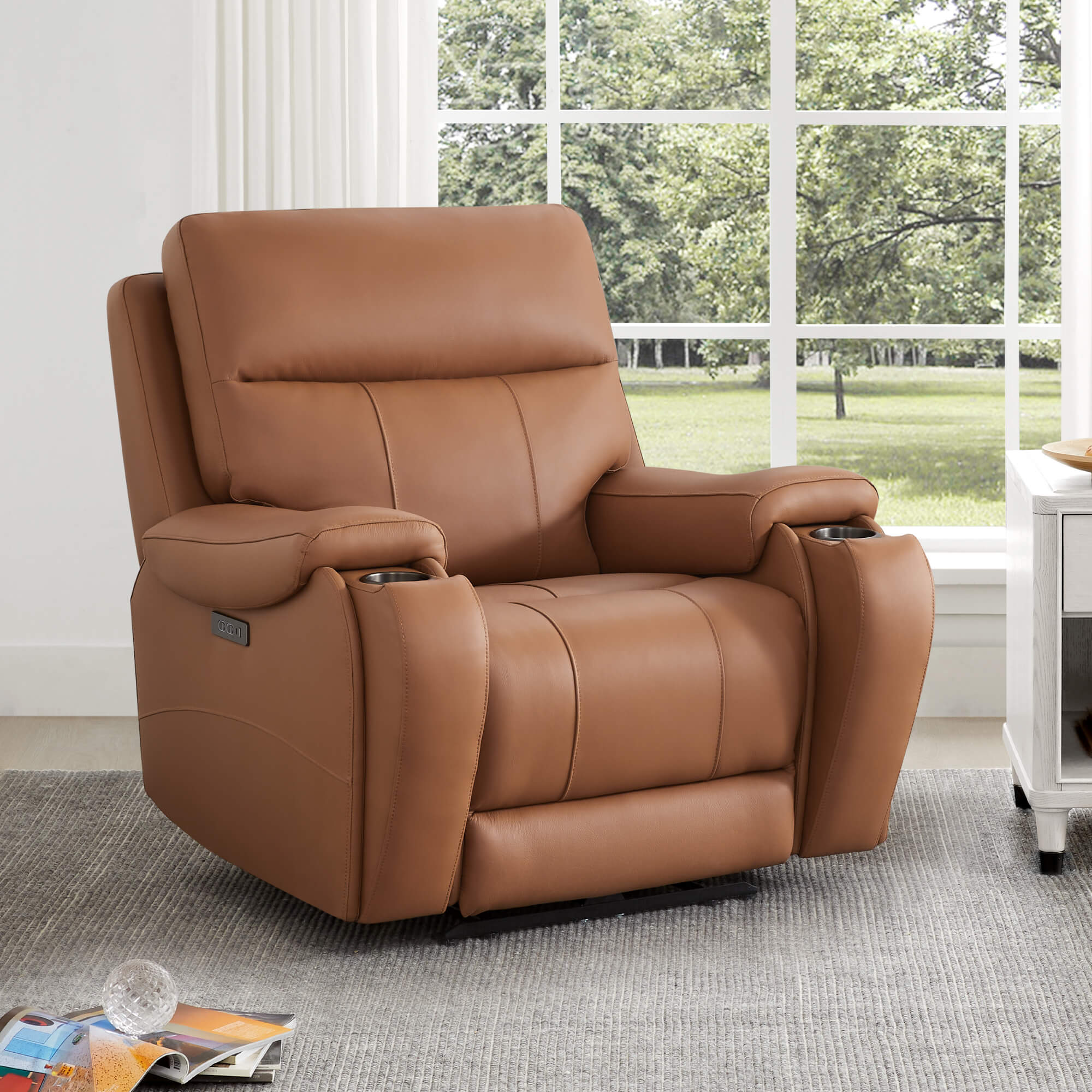 Noah Zero-Gravity Genuine Leather Recliner with Power Headrest
