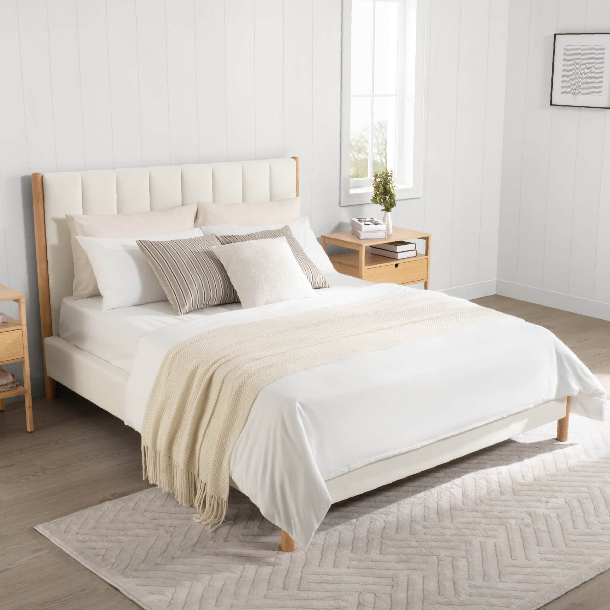 Serene Queen Contemporary Upholstered Platform Bed