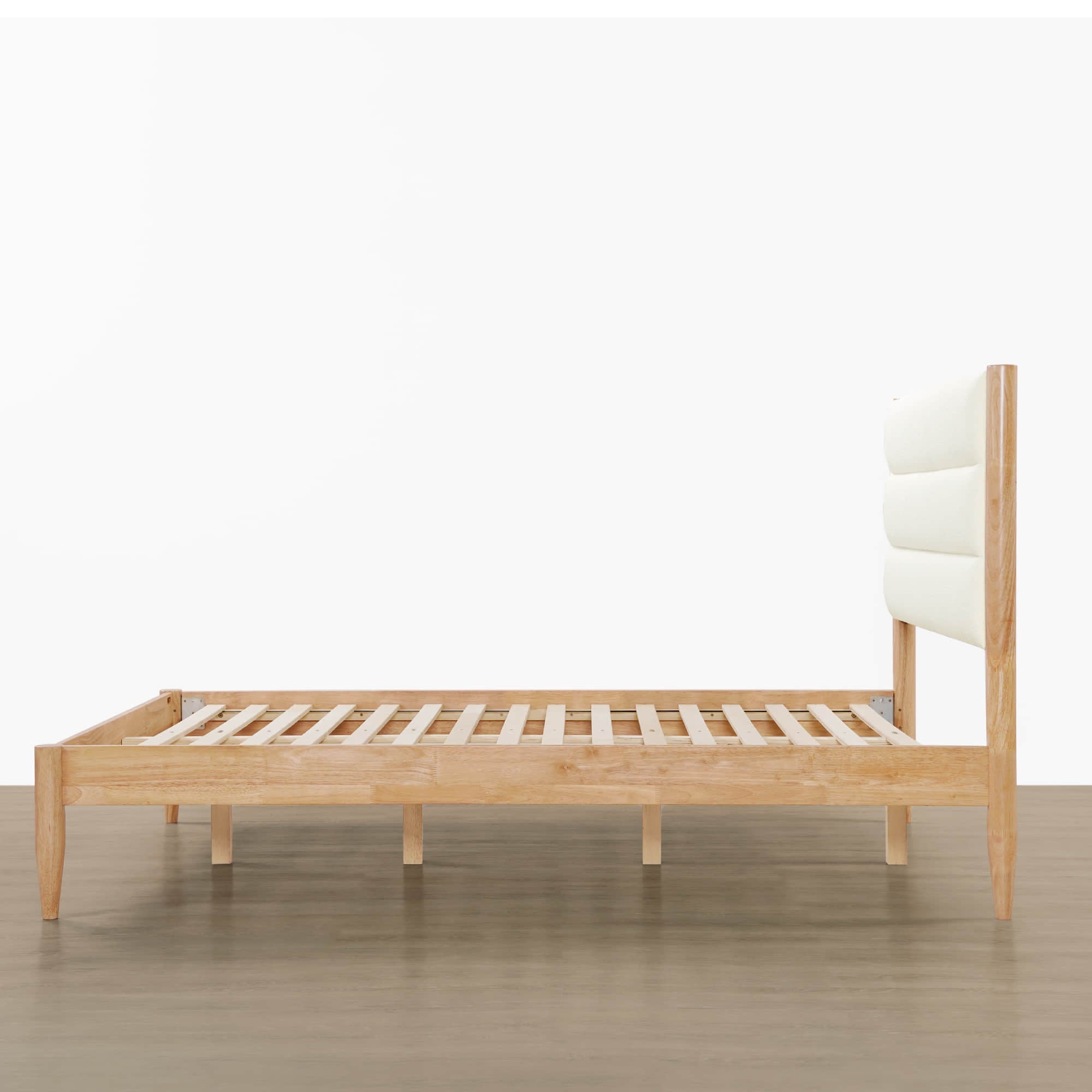 Solace Queen Solid Wood Boucle Upholstered Bed