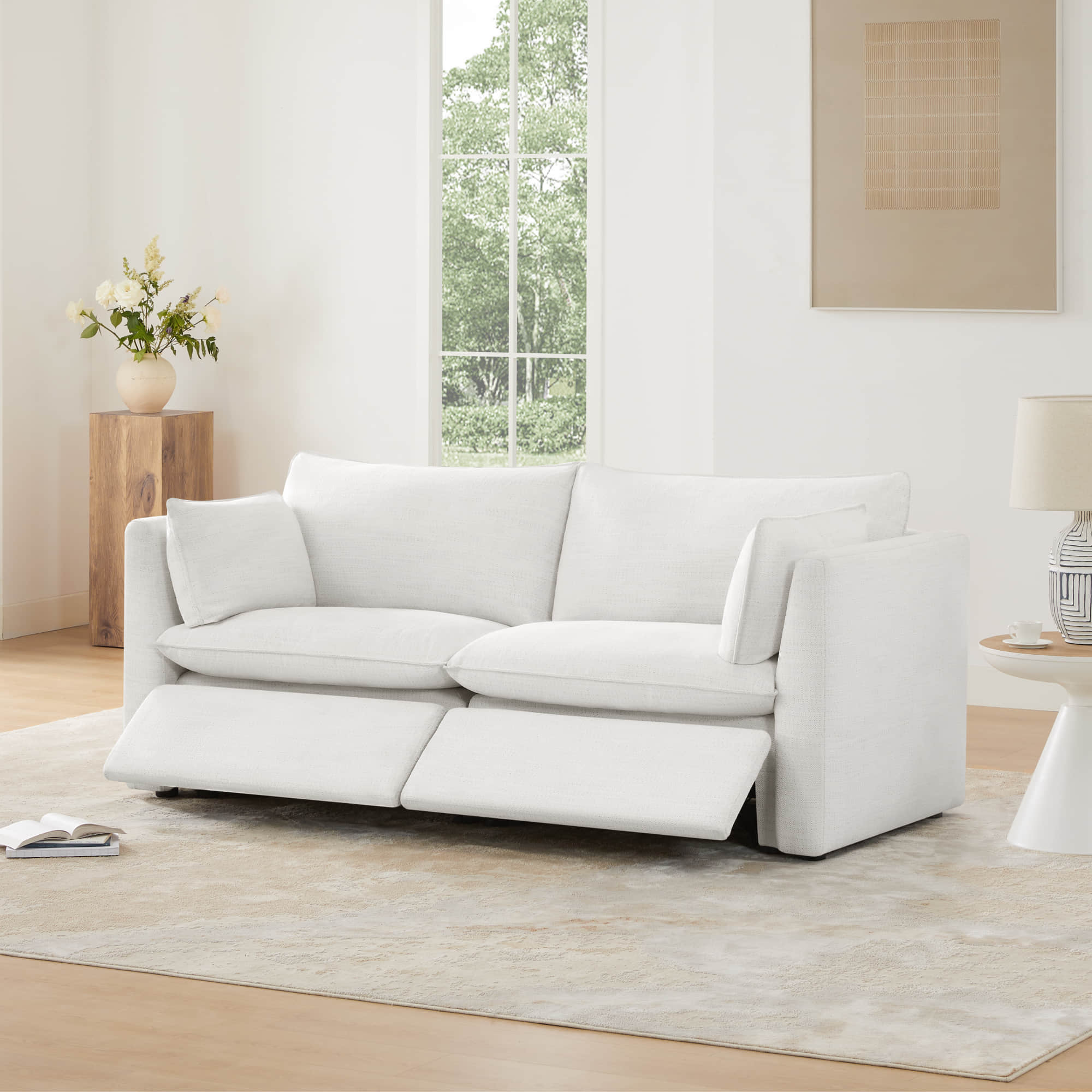 Sophia 2-Piece Feather Power Modular Sofa with Electric Footrests