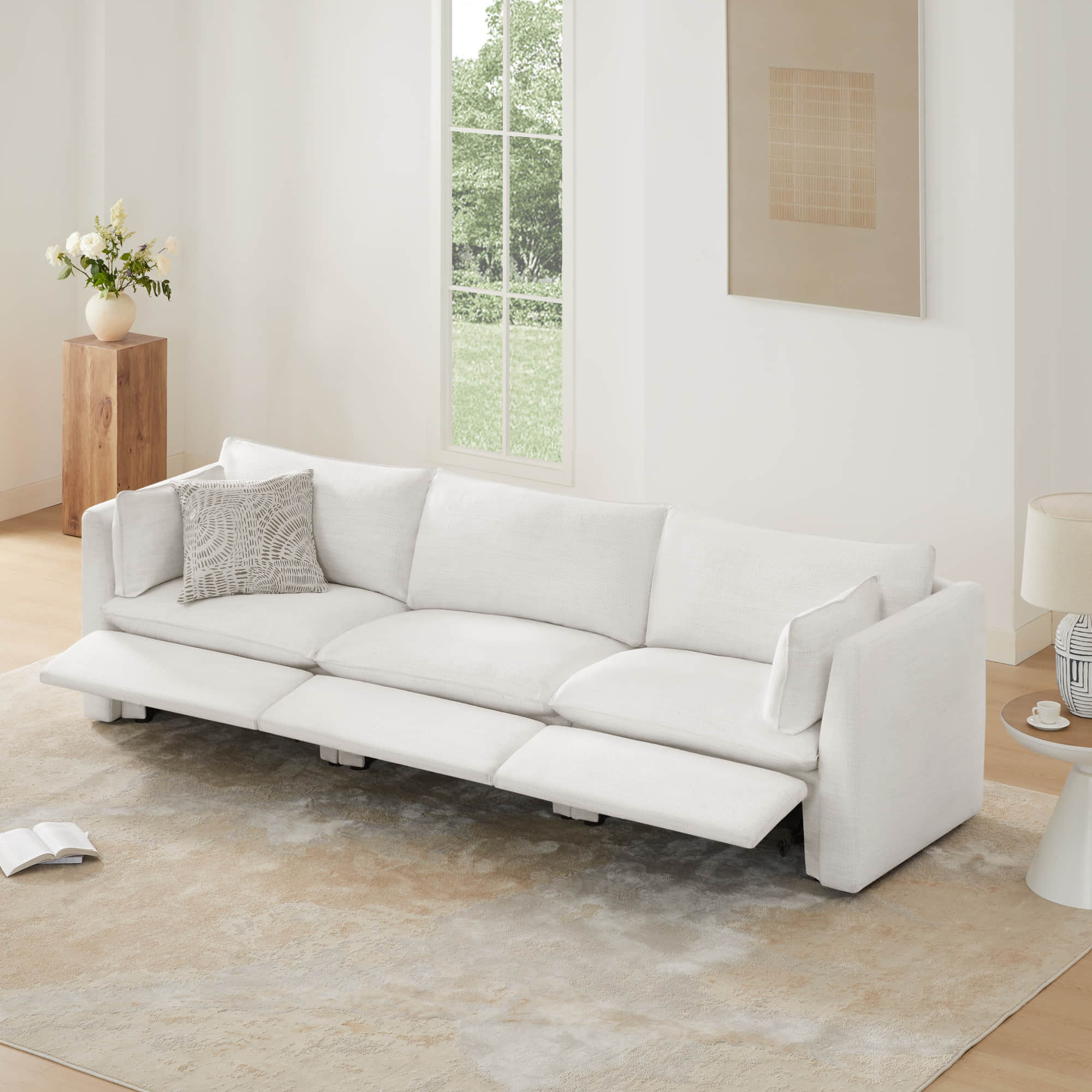Sophia 3-Piece Feather Power Modular Sofa with Electric Footrests