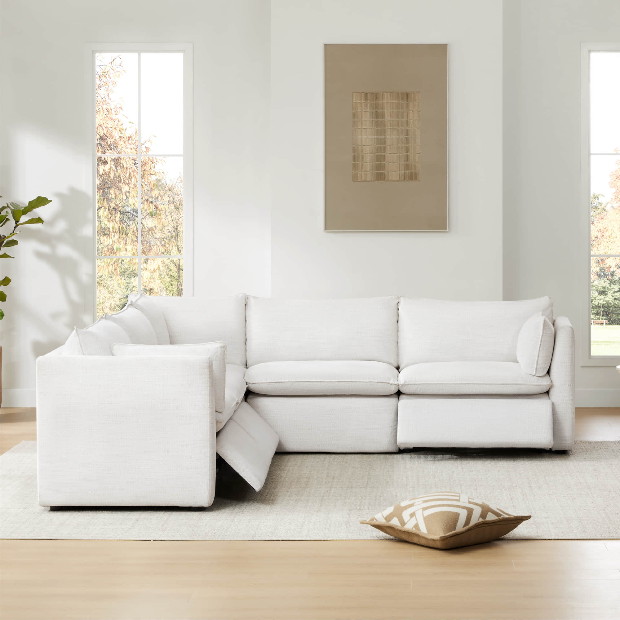 Sophia 5-Piece Feather Power Modular Sofa with Electric Footrests