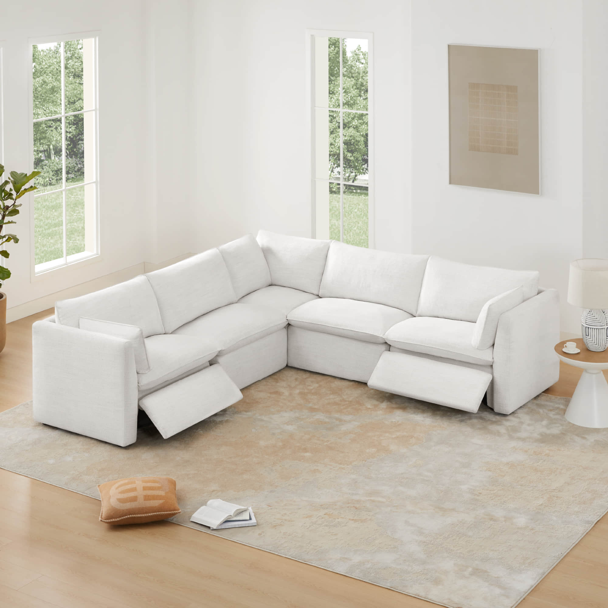 Sophia 5-Piece Feather Power Modular Sofa with Electric Footrests