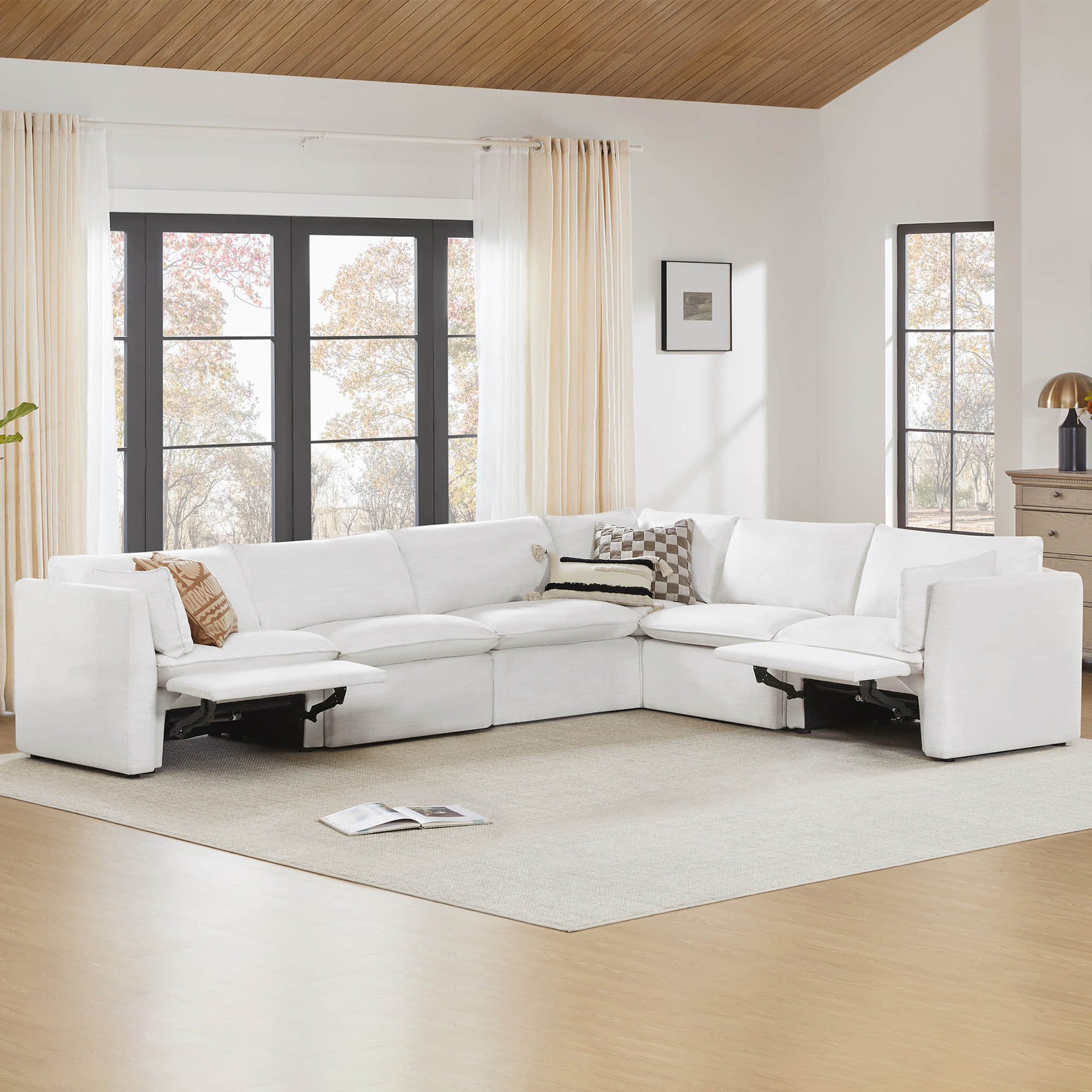 Sophia 6-Piece Feather Power Modular Sofa with Electric Footrests