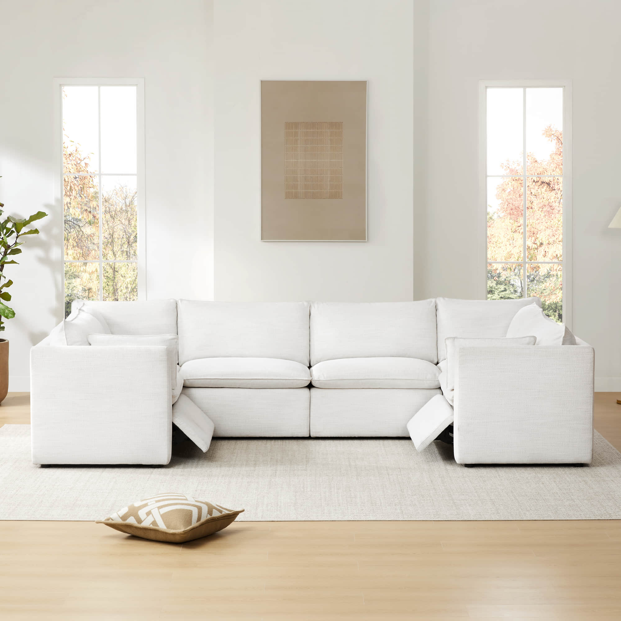 Sophia 6-Piece Feather Power Modular Sofa with Electric Footrests