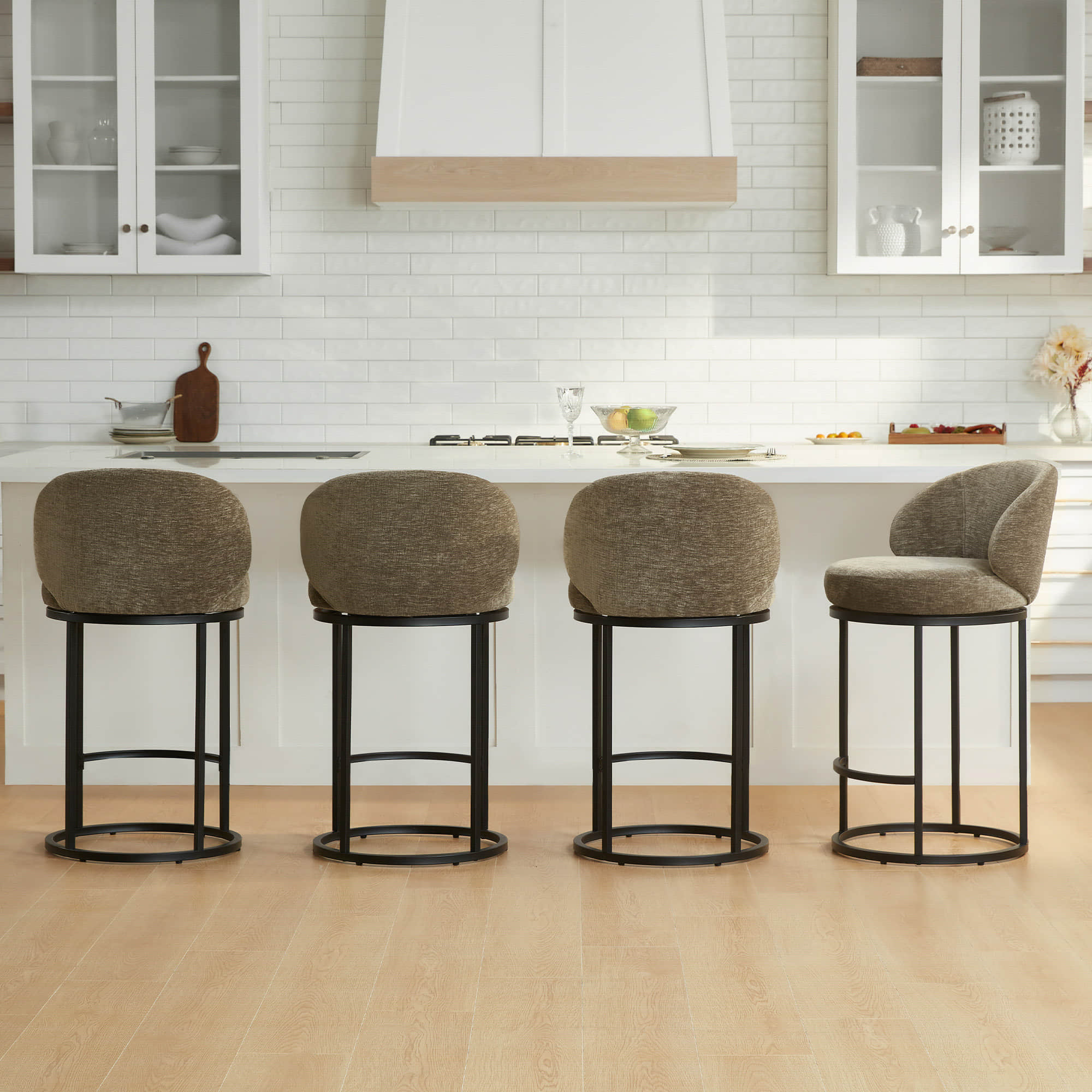 Tanya Modern Chenille Swivel Counter Stool