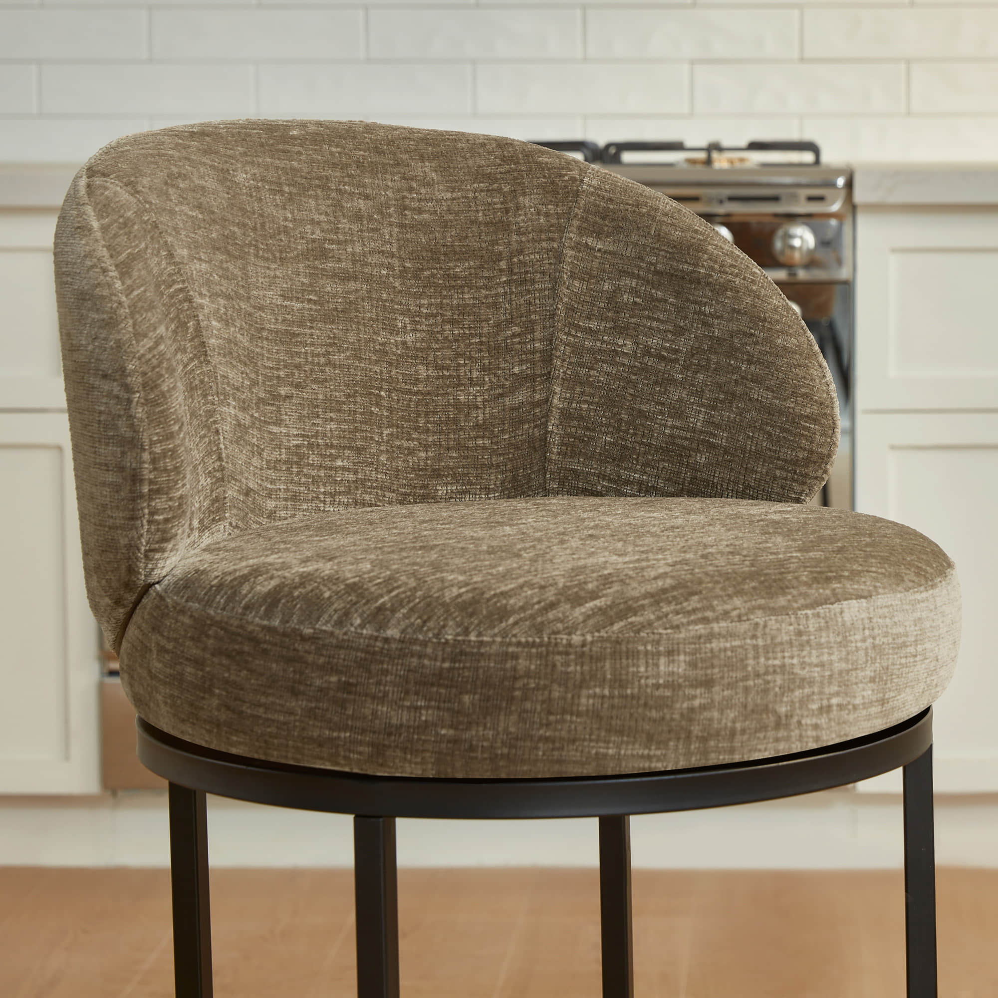Tanya Modern Chenille Swivel Counter Stool