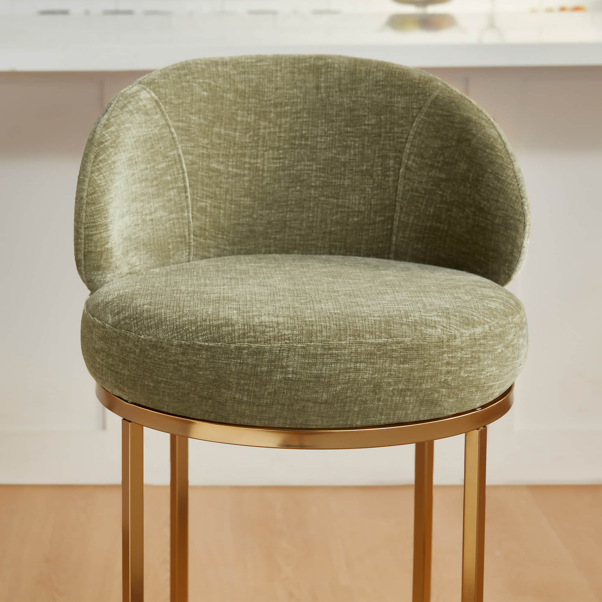 Tanya Modern Chenille Swivel Counter Stool