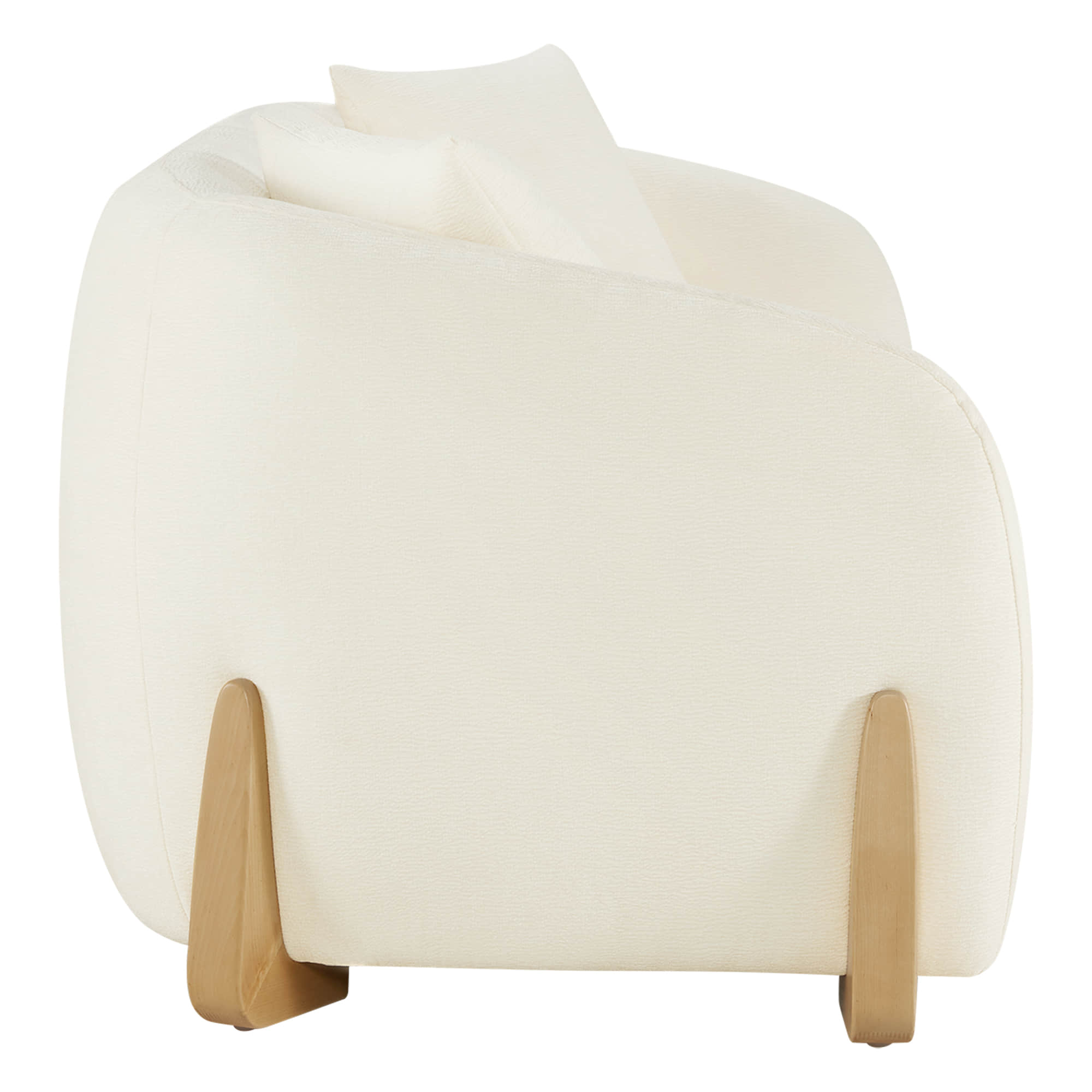 Teleri Modern Curved Chenille Sofa with Solid Birch Wood Legs