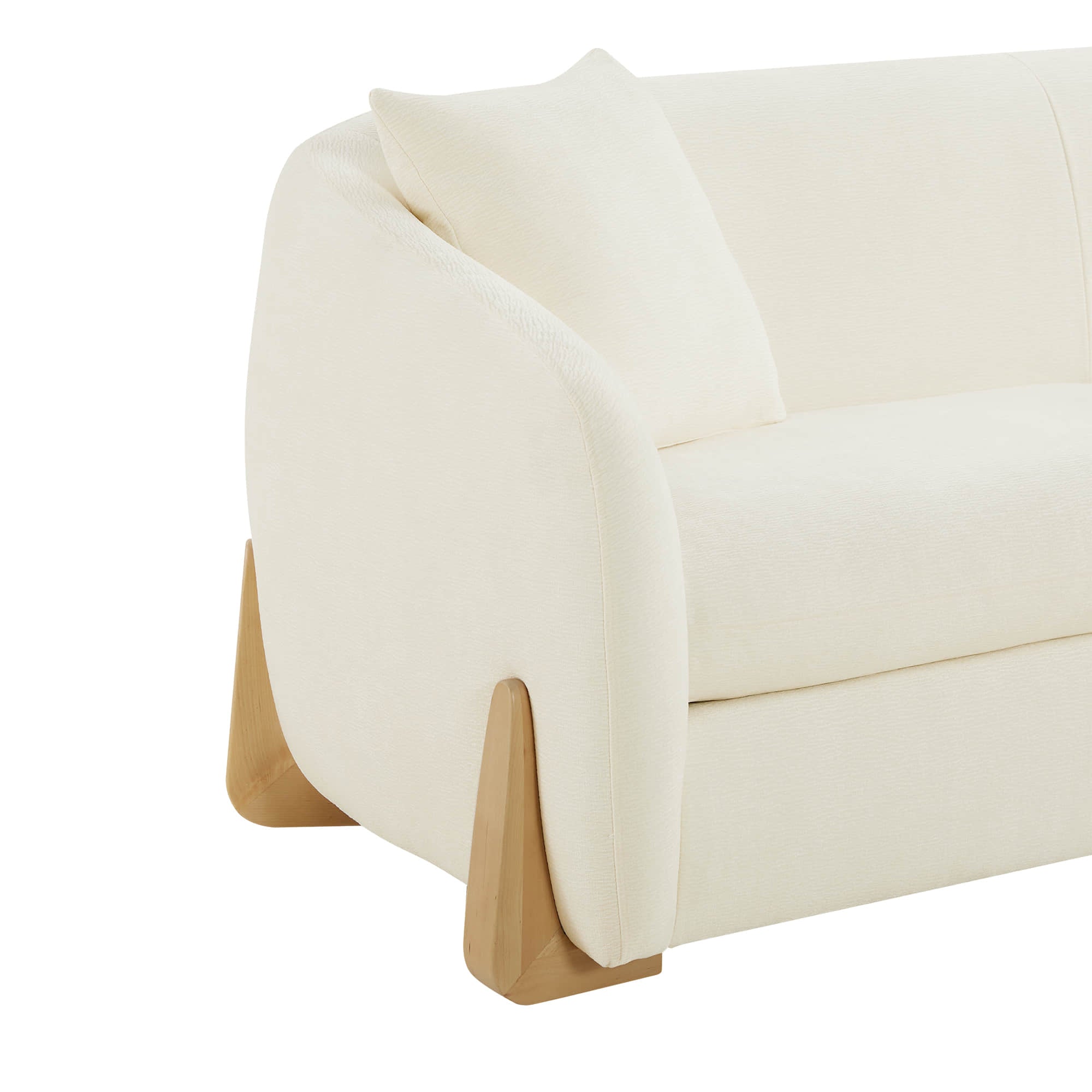 Teleri Modern Curved Chenille Sofa with Solid Birch Wood Legs