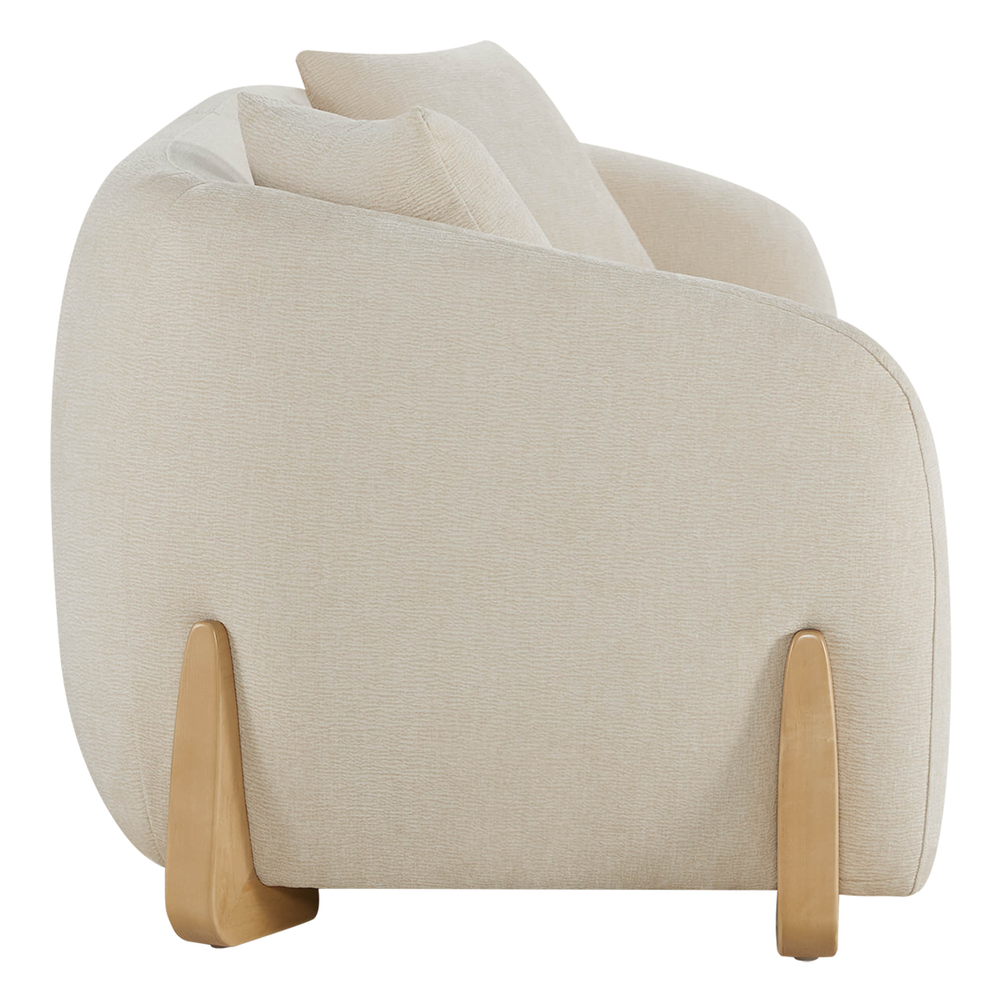 Teleri Modern Curved Chenille Sofa with Solid Birch Wood Legs