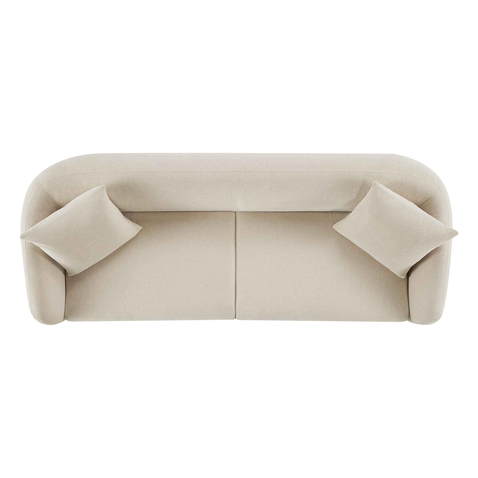 Teleri Modern Curved Chenille Sofa with Solid Birch Wood Legs